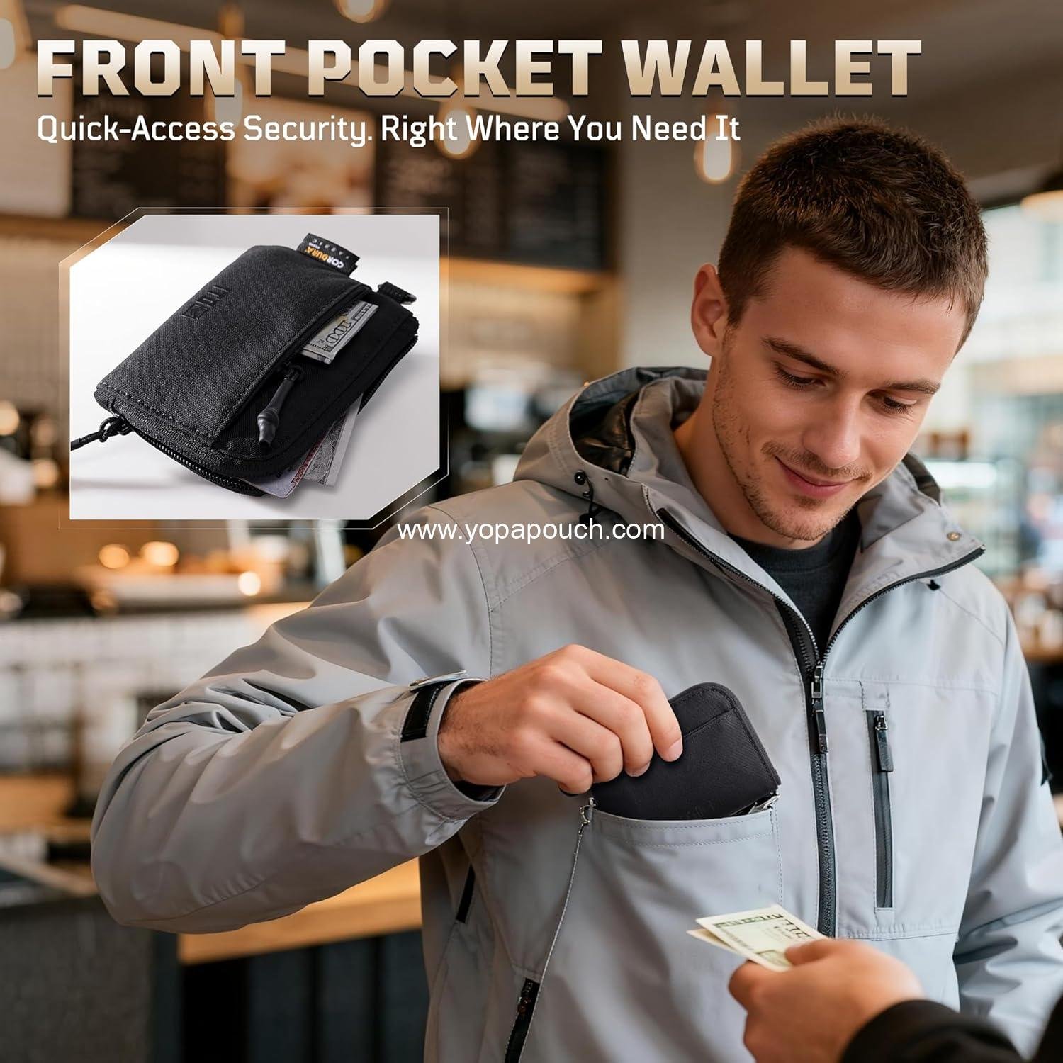 Wholesale Slim Minimalist Coin Purse for Men, 500D CORDURA Small Coin Pouch with Zipper | Tactical EDC Bag for Outdoor & Urban Carry Supplier