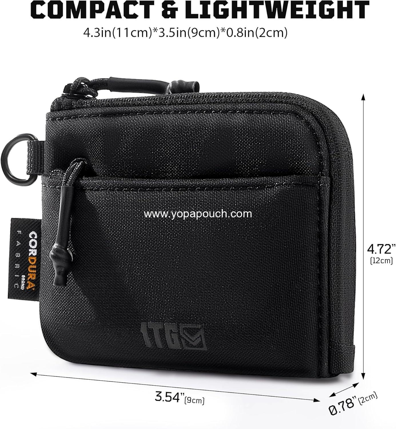 Wholesale Slim Minimalist Coin Purse for Men, 500D CORDURA Small Coin Pouch with Zipper | Tactical EDC Bag for Outdoor & Urban Carry Supplier