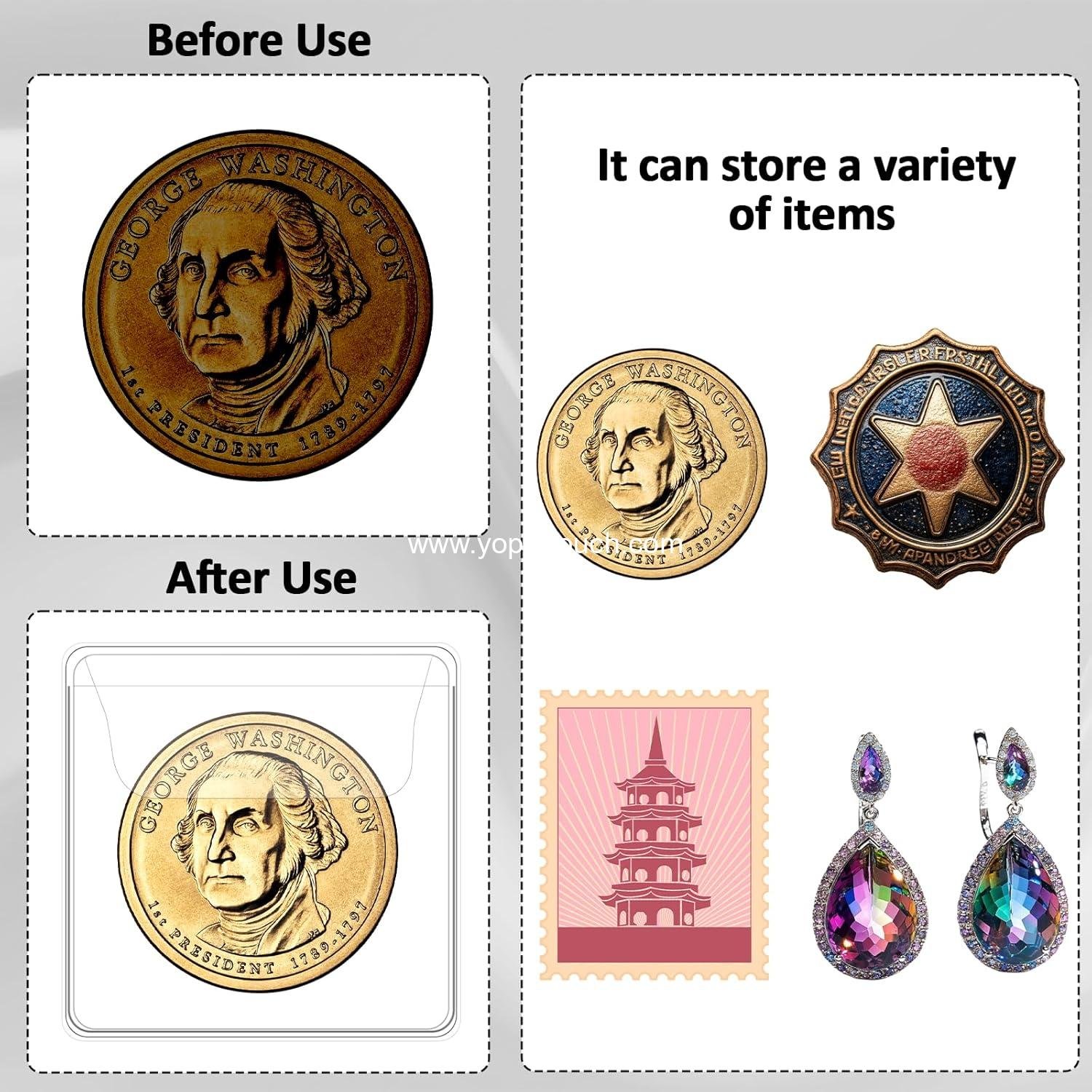 Wholesale 50 Pcs Single Pocket Coin Sleeves 2.2 x 2.2 Inches Clear Coin Protectors Plastic Holders for Small Coins Jewelry Storage Currency Collectors Supplier