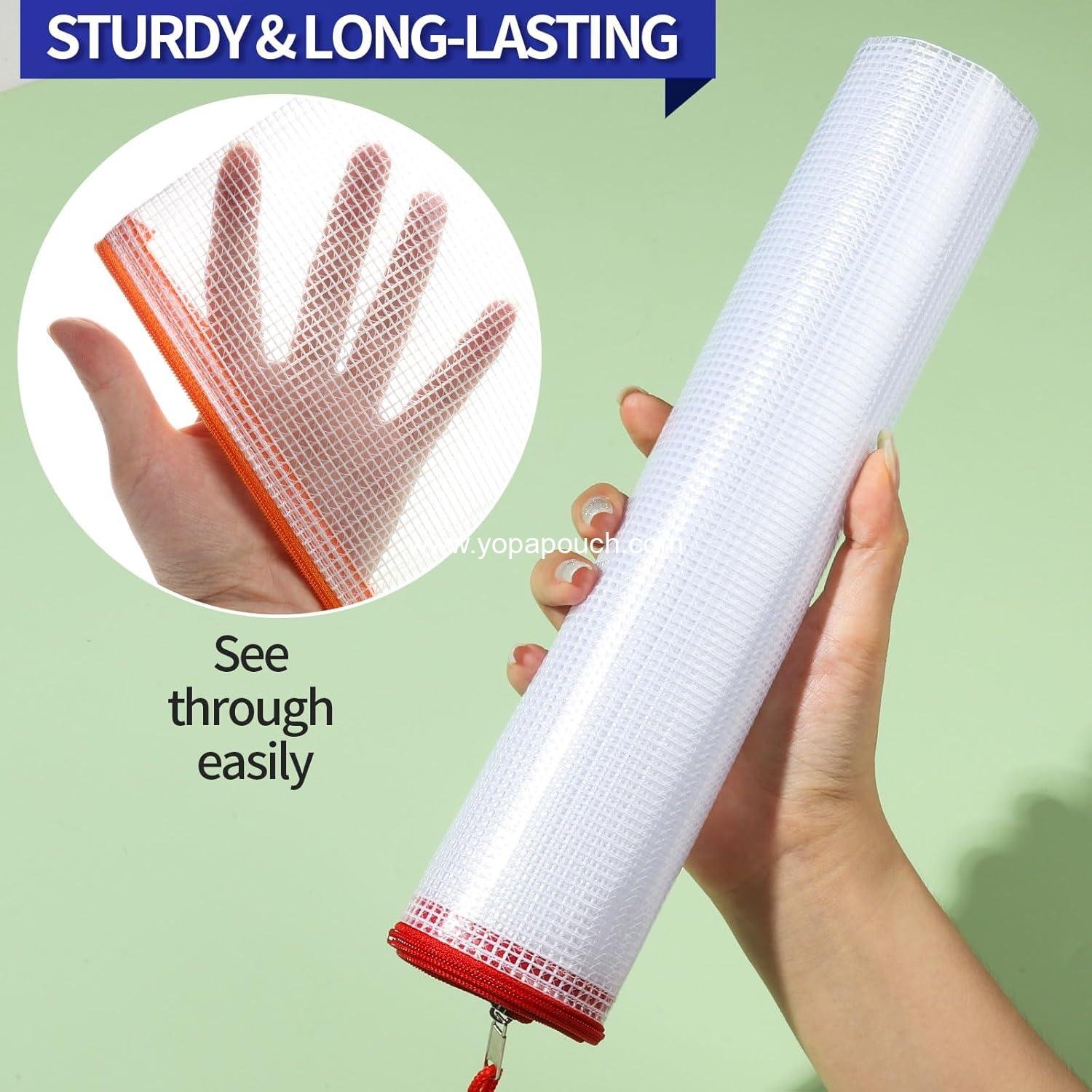 Wholesale Mesh Zipper Pouch Bags, 7 Sizes Clear Organization Pouches, Reusable Storage Bags for Travel and School Supplies, File Jackets & File Pockets, Supplier