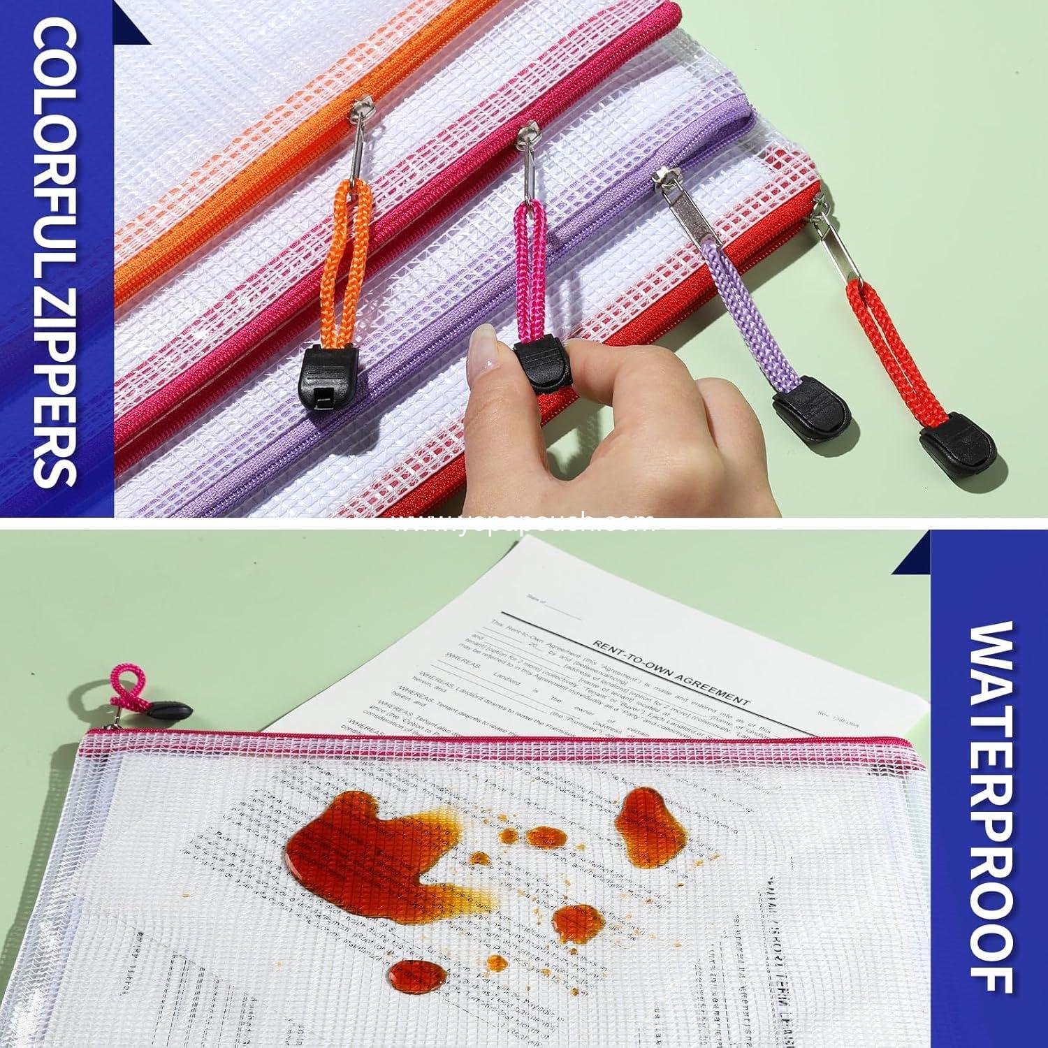 Wholesale Mesh Zipper Pouch Bags, 7 Sizes Clear Organization Pouches, Reusable Storage Bags for Travel and School Supplies, File Jackets & File Pockets, Supplier