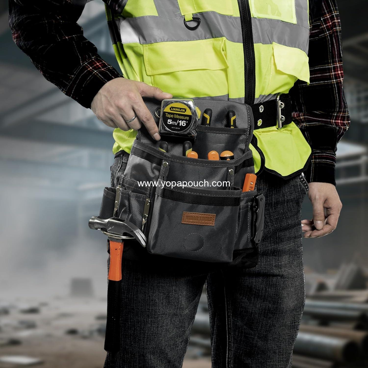 Wholesale Small Tool Belt Pouches, 11-Pocket Magnetic Tool Belt for Electricians and Carpenters, Heavy Duty Nylon with Metal Buckle, 1680D Oxford - Supplier