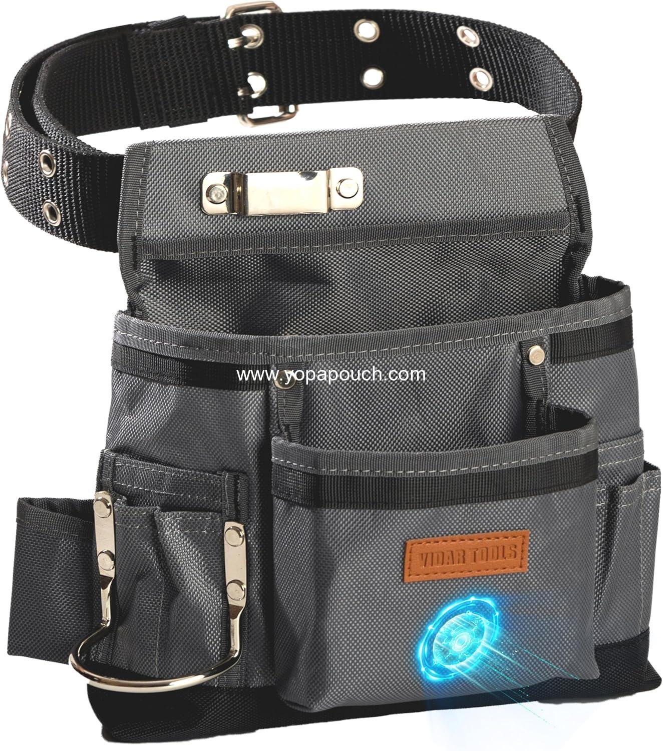 Wholesale Small Tool Belt Pouches, 11-Pocket Magnetic Tool Belt for Electricians and Carpenters, Heavy Duty Nylon with Metal Buckle, 1680D Oxford - Supplier