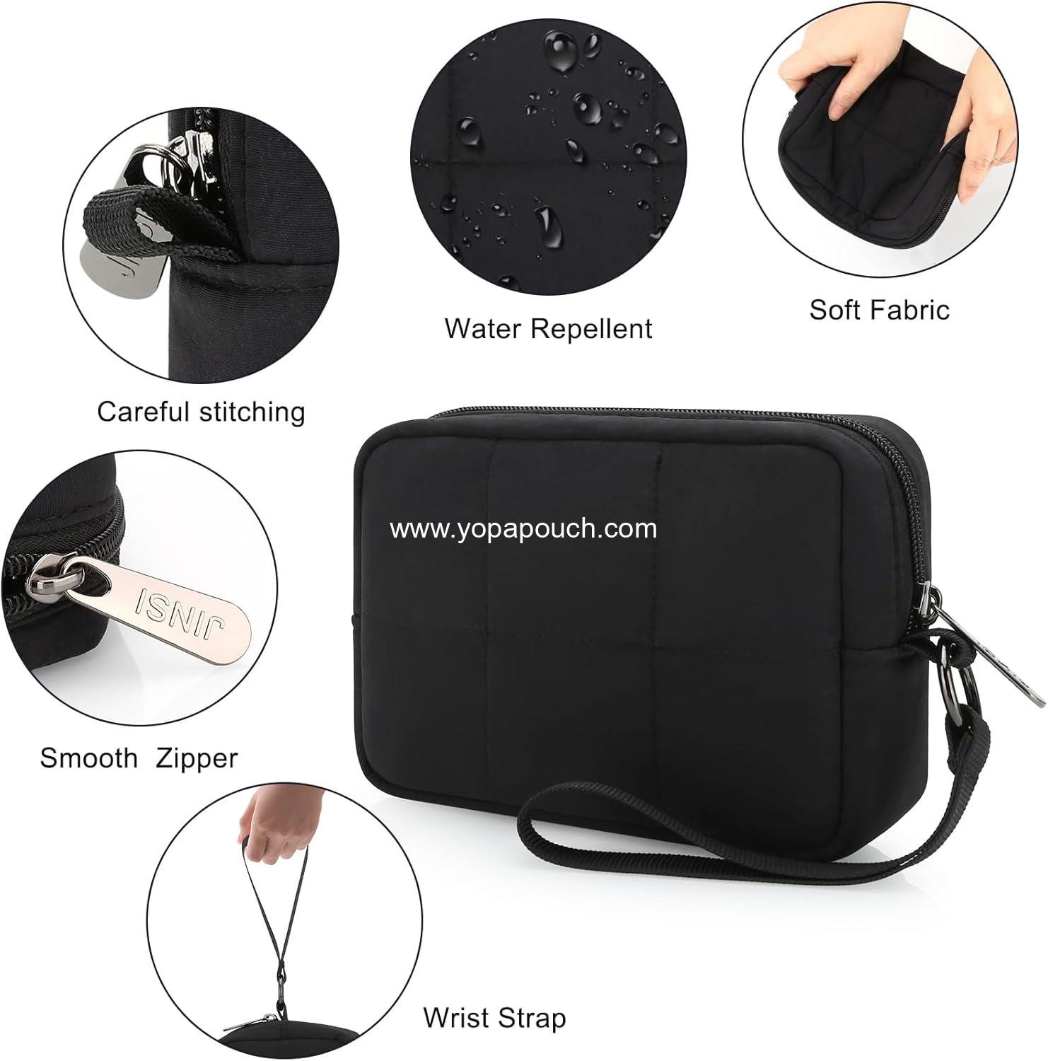 Wholesale Small Zipper Puffer Makeup Bag for Wristlet Wallets, Quilted Nylon Cosmetic Pouch Organizer Toiletry Bag for Travel, Cute Makeup Purse for Women and Girls (Black) Manufacturer Wholesale Small Zipper Puffer Makeup Bag for Wristlet Wallets, Quilted Nylon Cosmetic Pouch Organizer Toiletry Bag for Travel, Cute Makeup Purse for Women and Girls (Black) Manufacturer