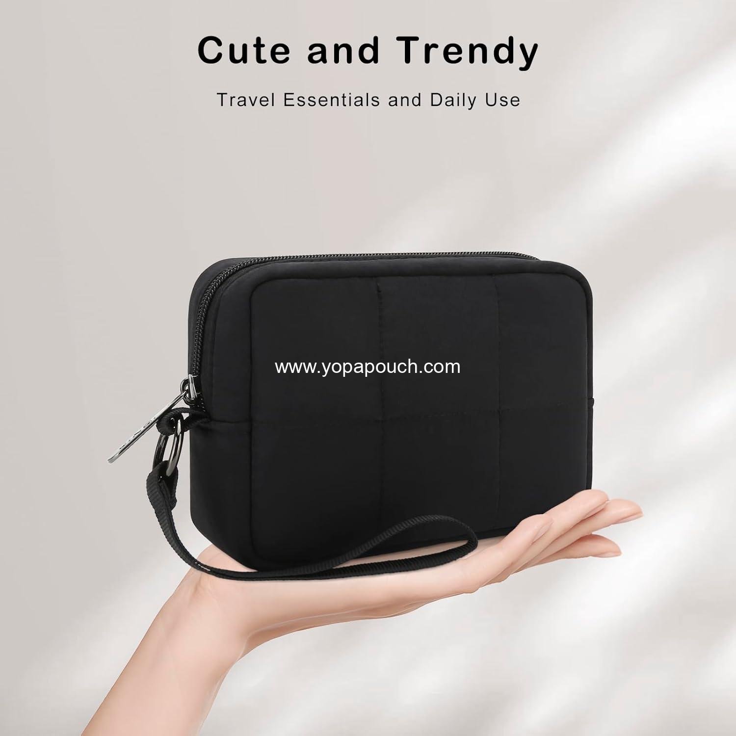 Wholesale Small Zipper Puffer Makeup Bag for Wristlet Wallets, Quilted Nylon Cosmetic Pouch Organizer Toiletry Bag for Travel, Cute Makeup Purse for Women and Girls (Black) Manufacturer Wholesale Small Zipper Puffer Makeup Bag for Wristlet Wallets, Quilted Nylon Cosmetic Pouch Organizer Toiletry Bag for Travel, Cute Makeup Purse for Women and Girls (Black) Manufacturer