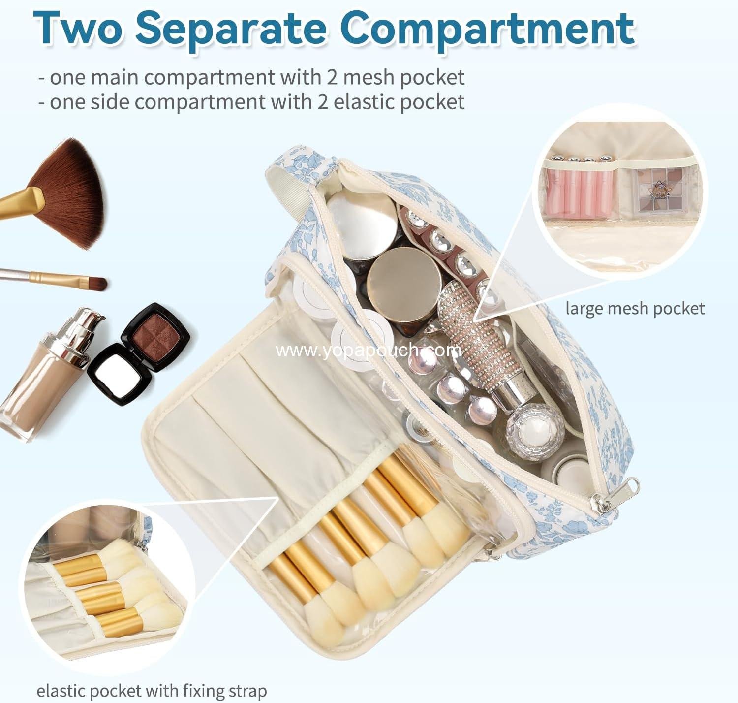 OEM Small Makeup Bag, Travel Cosmetic Organizer with Floral Design, Cute Toiletry Pouch for Women, Portable Handle - Supplier