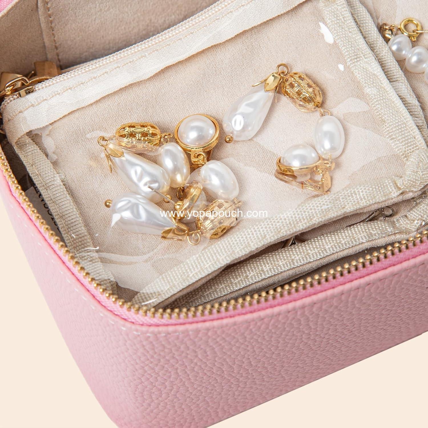 Wholesale 6 Pcs Velvet Travel Jewelry Bags for Women, Small Clear Zippered Jewelry Organizer, Luxury Gift Pouches, Supplier