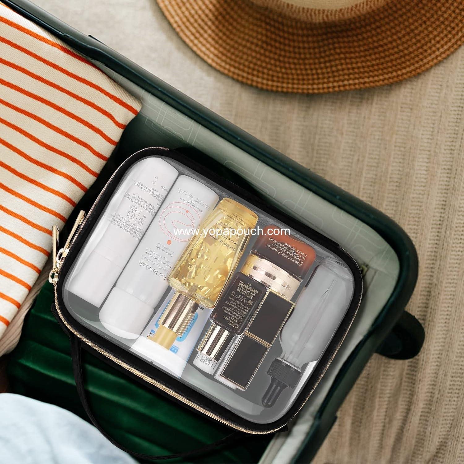 OEM TSA Approved Toiletry Bags, 3 Pack Clear Makeup Bags with Handles, Quart Size Cosmetic Bags for Men and Women, Airline Compliant Carry-On Bag, Black Supplier