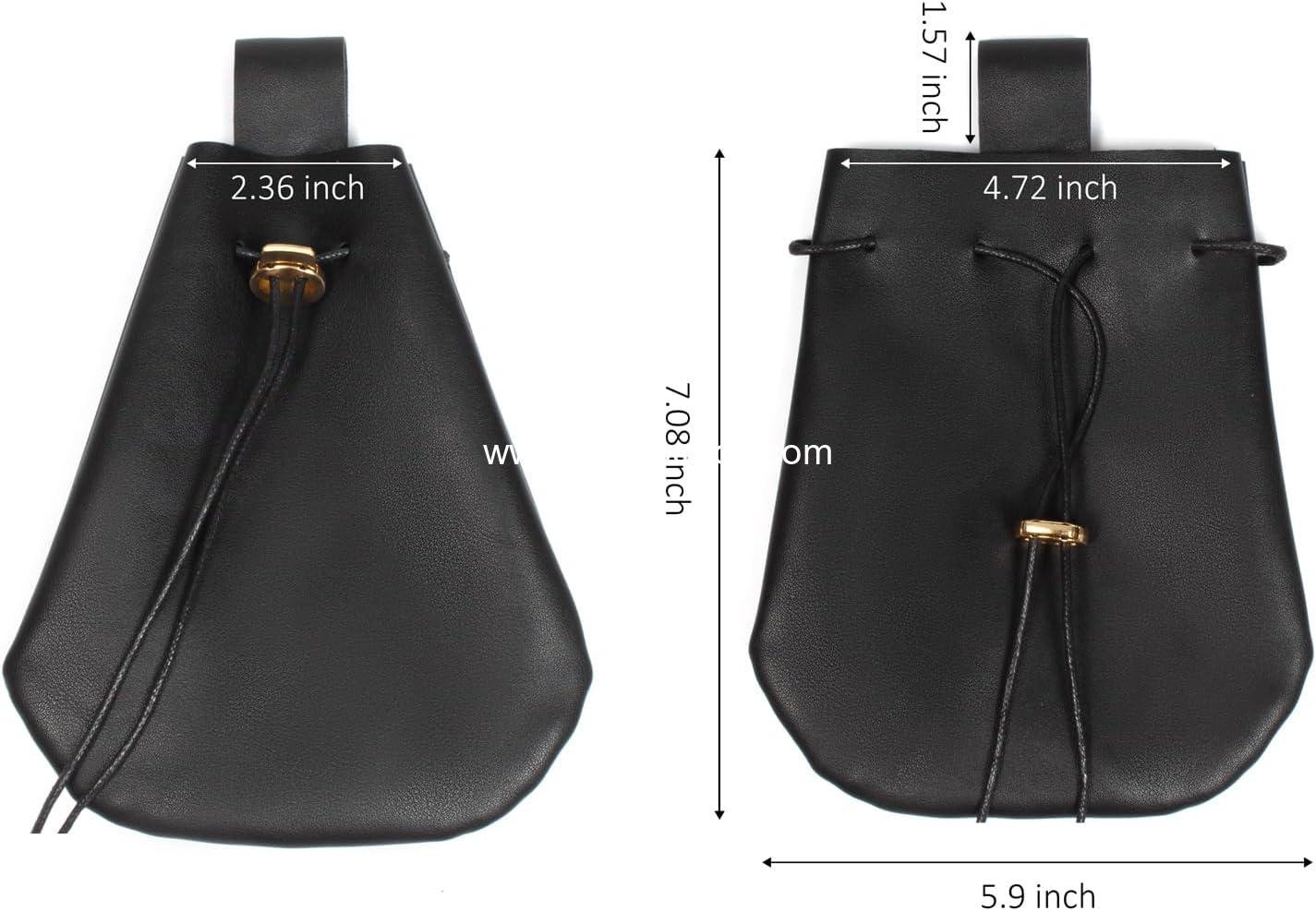 OEM 3 Pcs Halloween Renaissance Belt Pouch Coin Purse Phone Holder Skirt Hikes Medieval Viking Pirate Leather Costume Set (Black) - Supplier