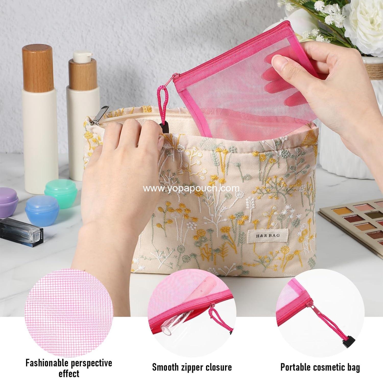 OEM 6 PCS Nylon Mesh Zipper Cosmetic Bags Mini Colorful Pouches Makeup Organizers for Earphones Lipstick and Cosmetics (5 x 4 Inch) Travel Organizer Case Supplier