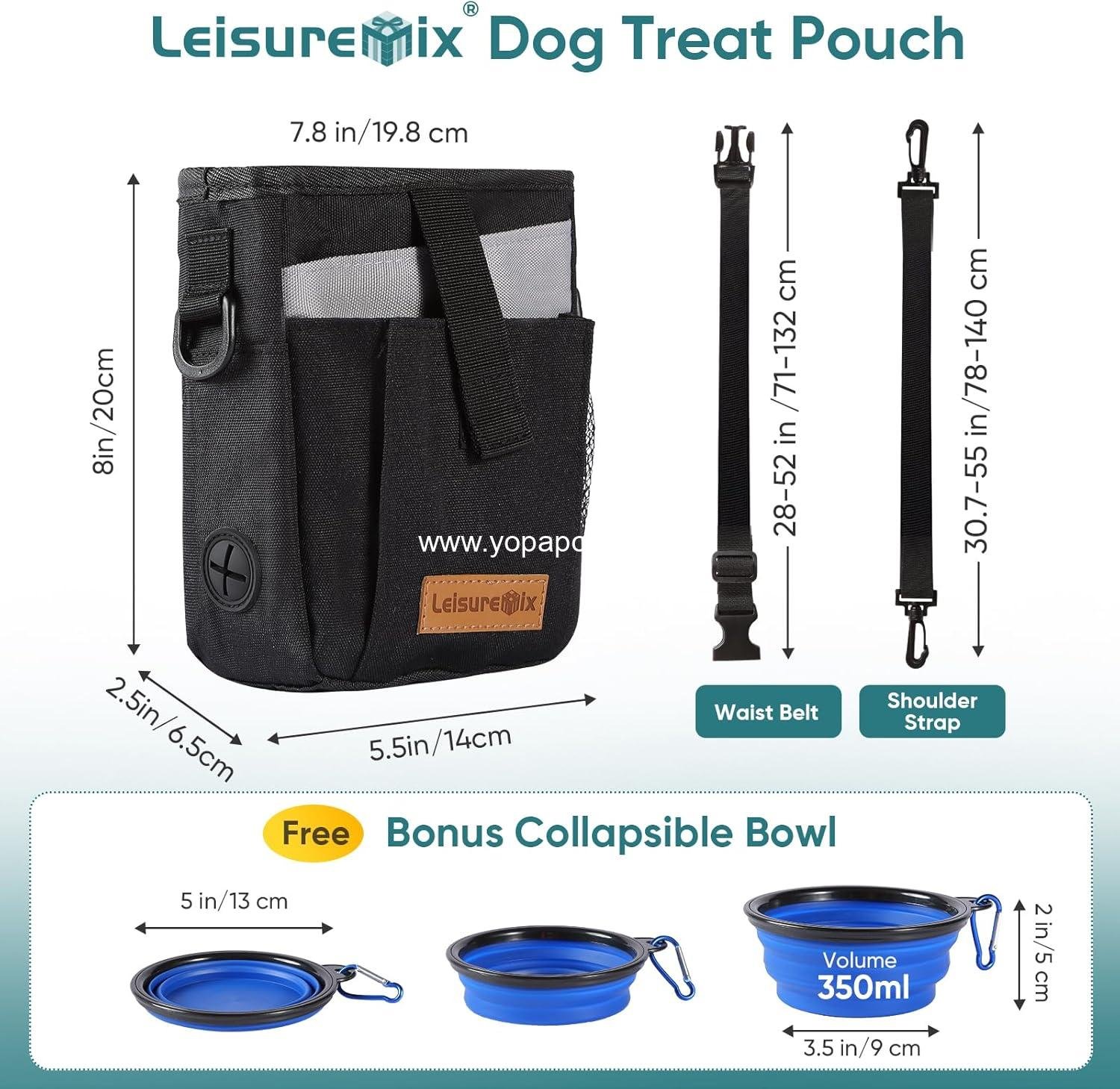 Wholesale Dog Treat Pouch with Collapsible Bowl and Zippered Pockets, Hands-Free Training Bag for Dogs, Waterproof Pet Waist Bag with Adjustable Strap for Training and Outdoor Use (Black) Supplier