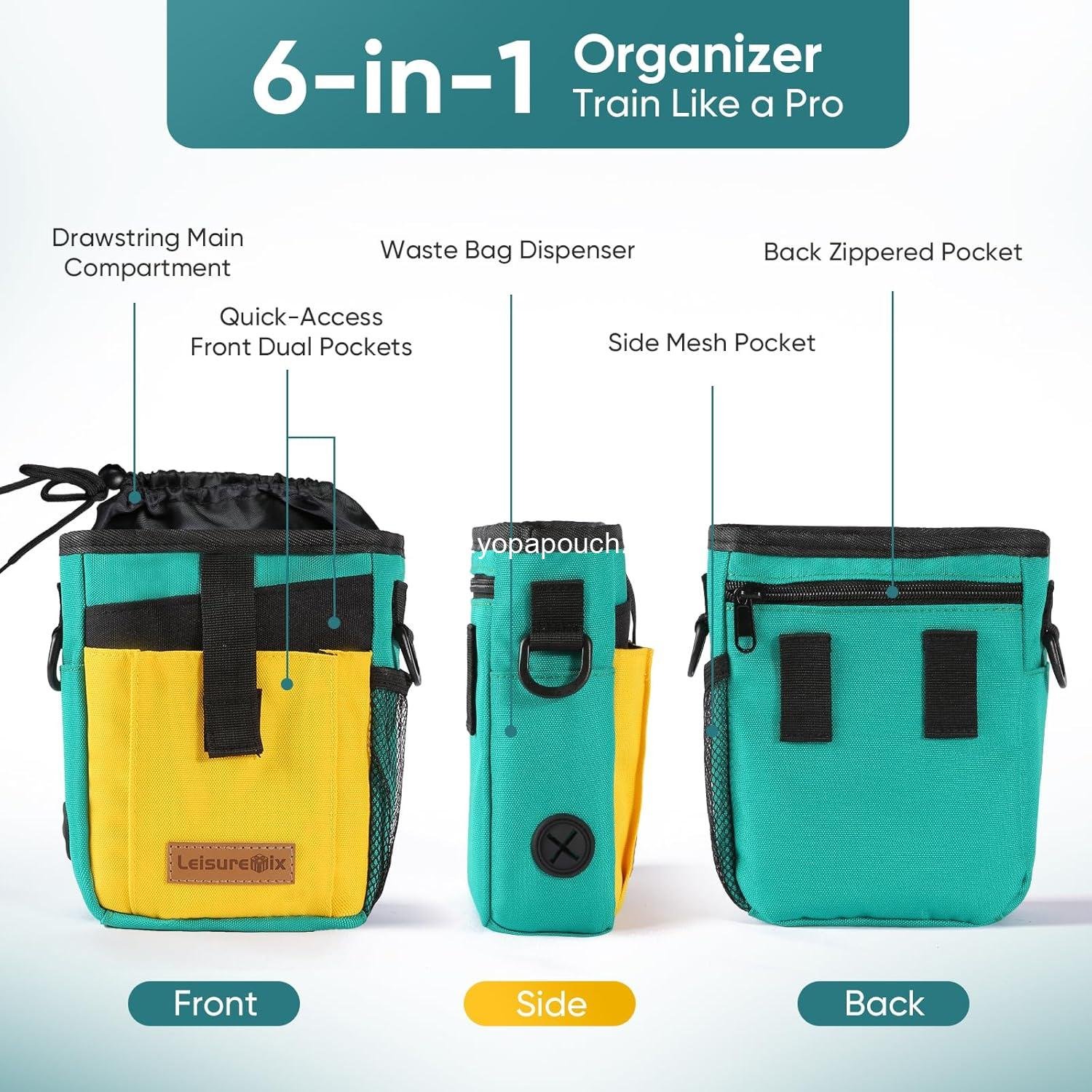 Wholesale Dog Treat Pouch with Collapsible Bowl and Zippered Pockets, Hands-Free Training Bag for Dogs, Waterproof Pet Waist Bag with Adjustable Strap for Training and Outdoor Use (Black) Supplier