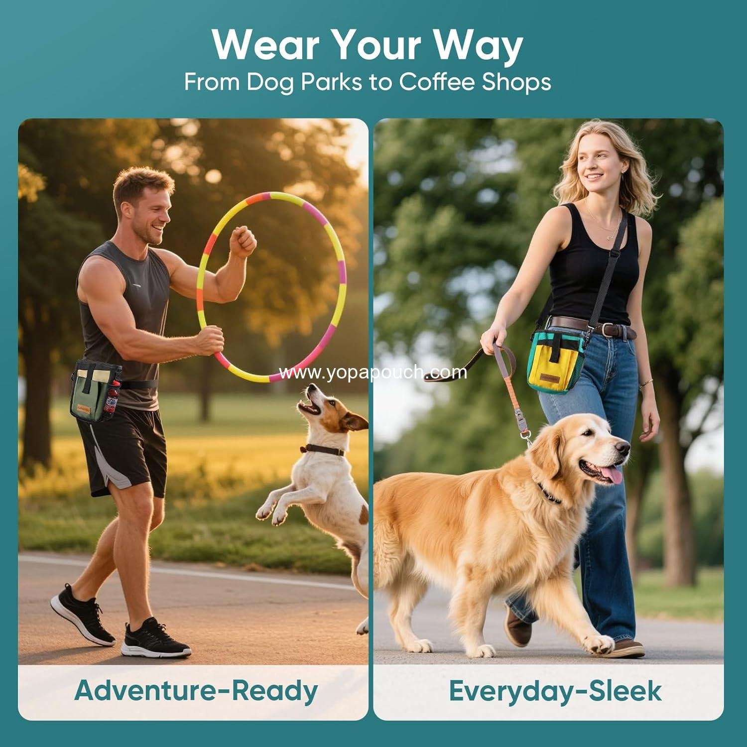 Wholesale Dog Treat Pouch with Collapsible Bowl and Zippered Pockets, Hands-Free Training Bag for Dogs, Waterproof Pet Waist Bag with Adjustable Strap for Training and Outdoor Use (Black) Supplier