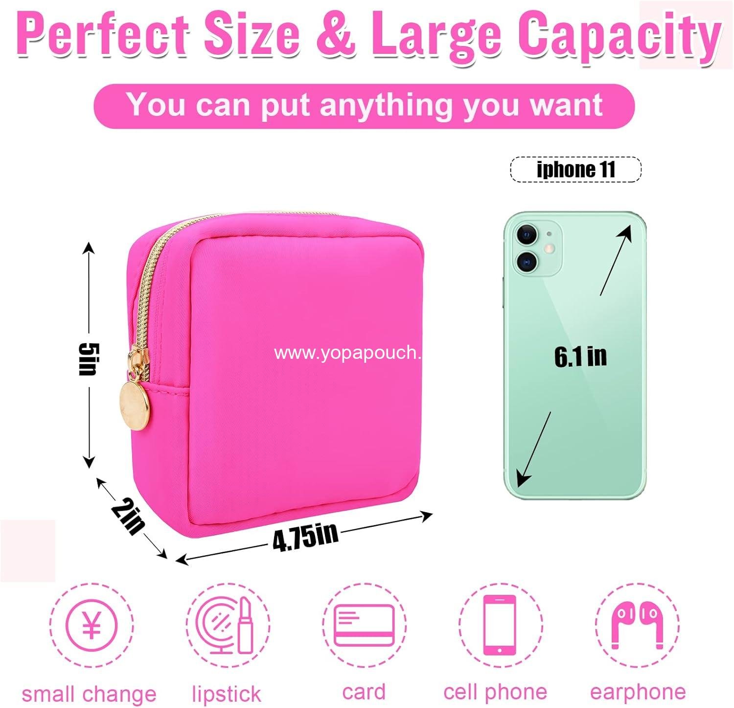 Wholesale Waterproof Nylon Mini Makeup Bag for Purse, Cute Cosmetic Zipper Pouch, Travel Coin Pouch, Sanitary Napkin Storage Clutch, Makeup Organizer for Women Girls (Hot Pink) - Supplier Wholesale Waterproof Nylon Mini Makeup Bag for Purse, Cute Cosmetic Zipper Pouch, Travel Coin Pouch, Sanitary Napkin Storage Clutch, Makeup Organizer for Women Girls (Hot Pink) - Supplier