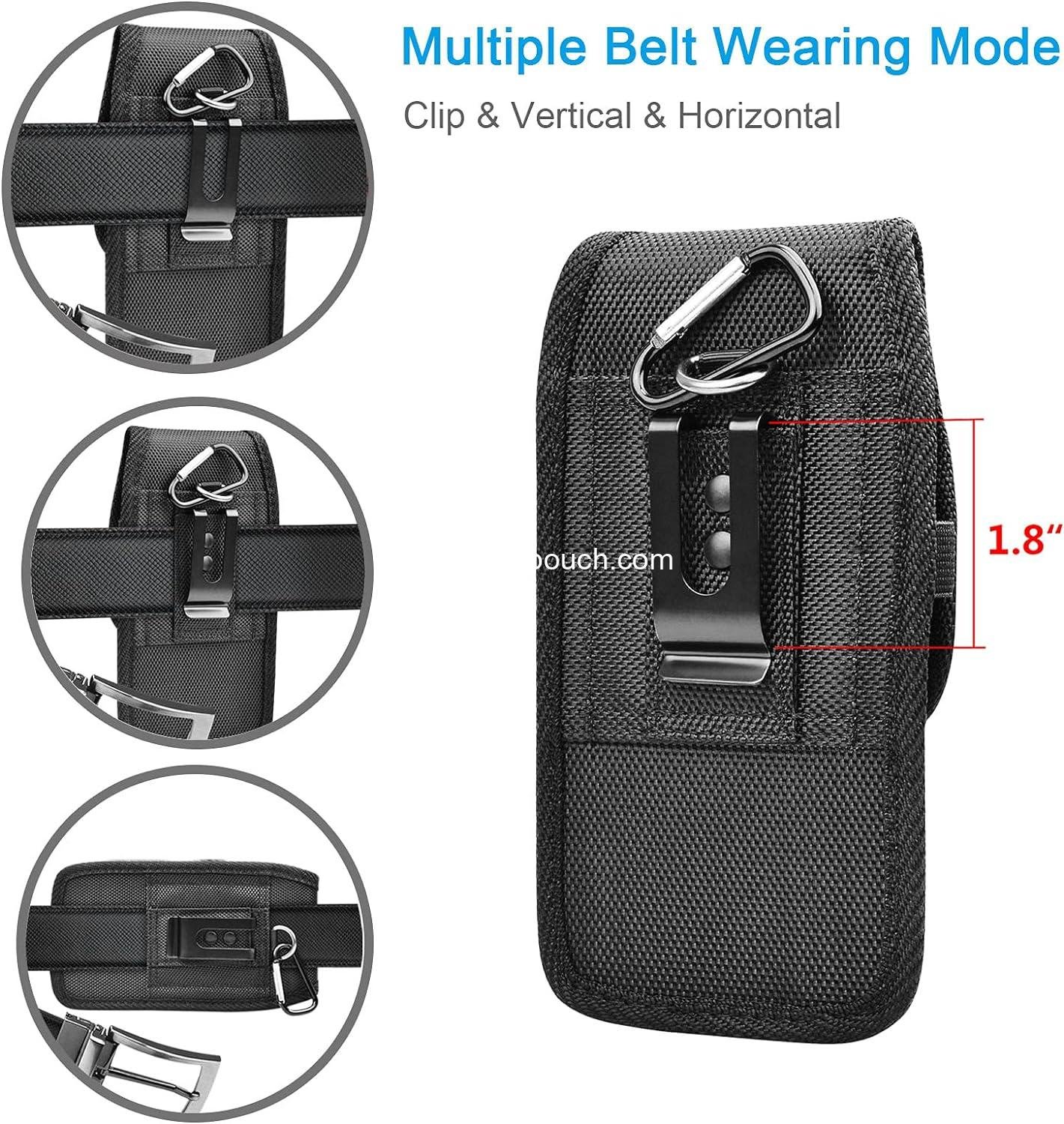 Wholesale Nylon Holster Cell Phone Pouch Belt Holder with Clip for Galaxy S25, S24, S23, S22, S21, S20 FE, S10, S9, A03S, A20, A50, A51, A16, A15, A14, A10e, Black - Supplier