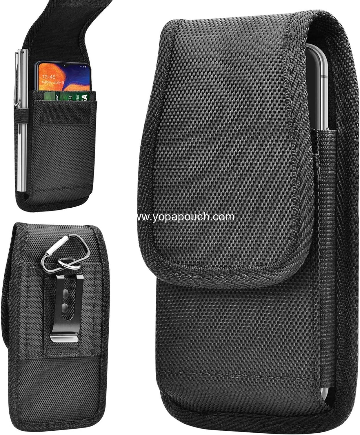 Wholesale Nylon Holster Cell Phone Pouch Belt Holder with Clip for Galaxy S25, S24, S23, S22, S21, S20 FE, S10, S9, A03S, A20, A50, A51, A16, A15, A14, A10e, Black - Supplier