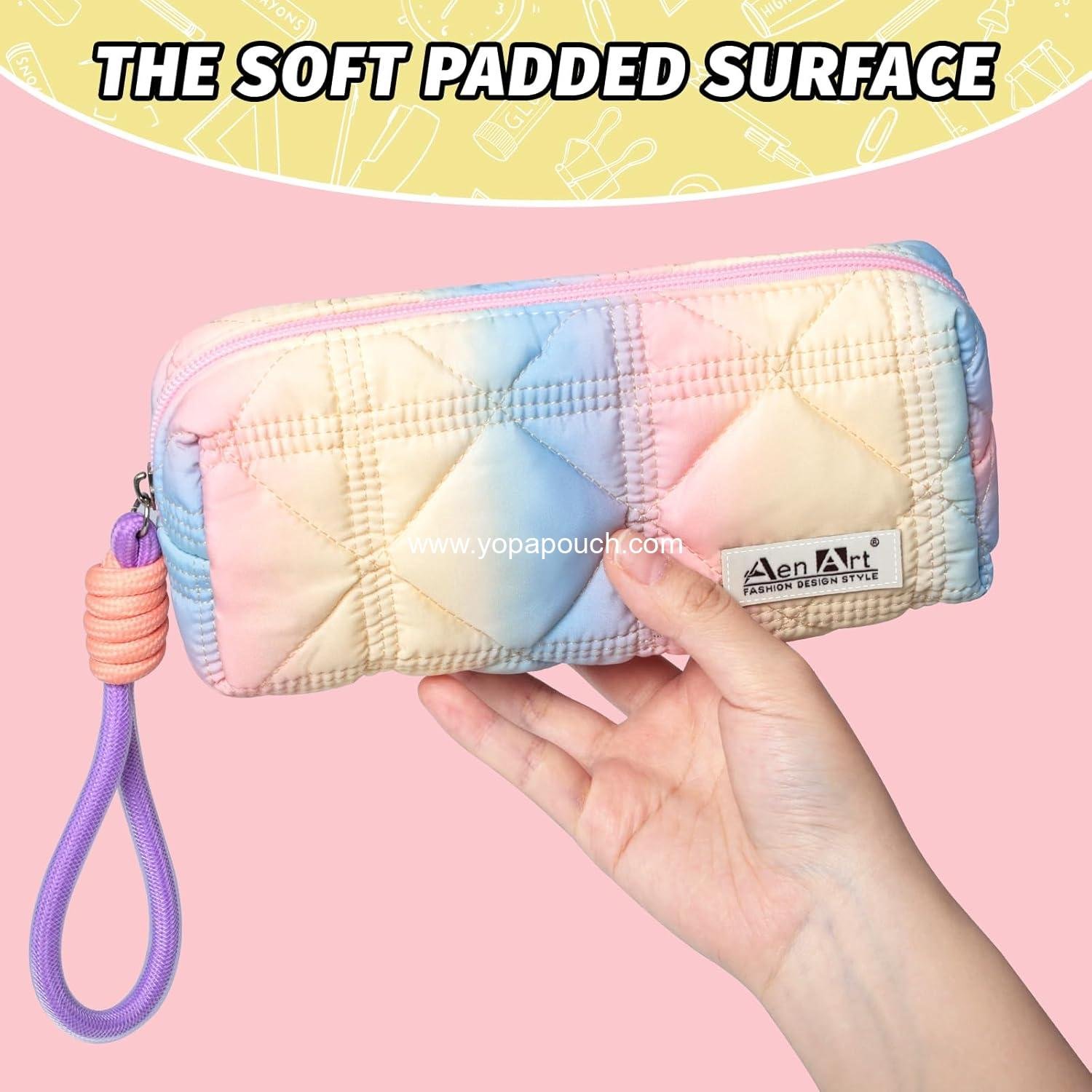 OEM Aesthetic Gradient Color Pencil Pouch, Lightweight Organizer Case with Zipper and Easy Loop for Girls and Adults, Large Capacity Makeup Bag, Supplier