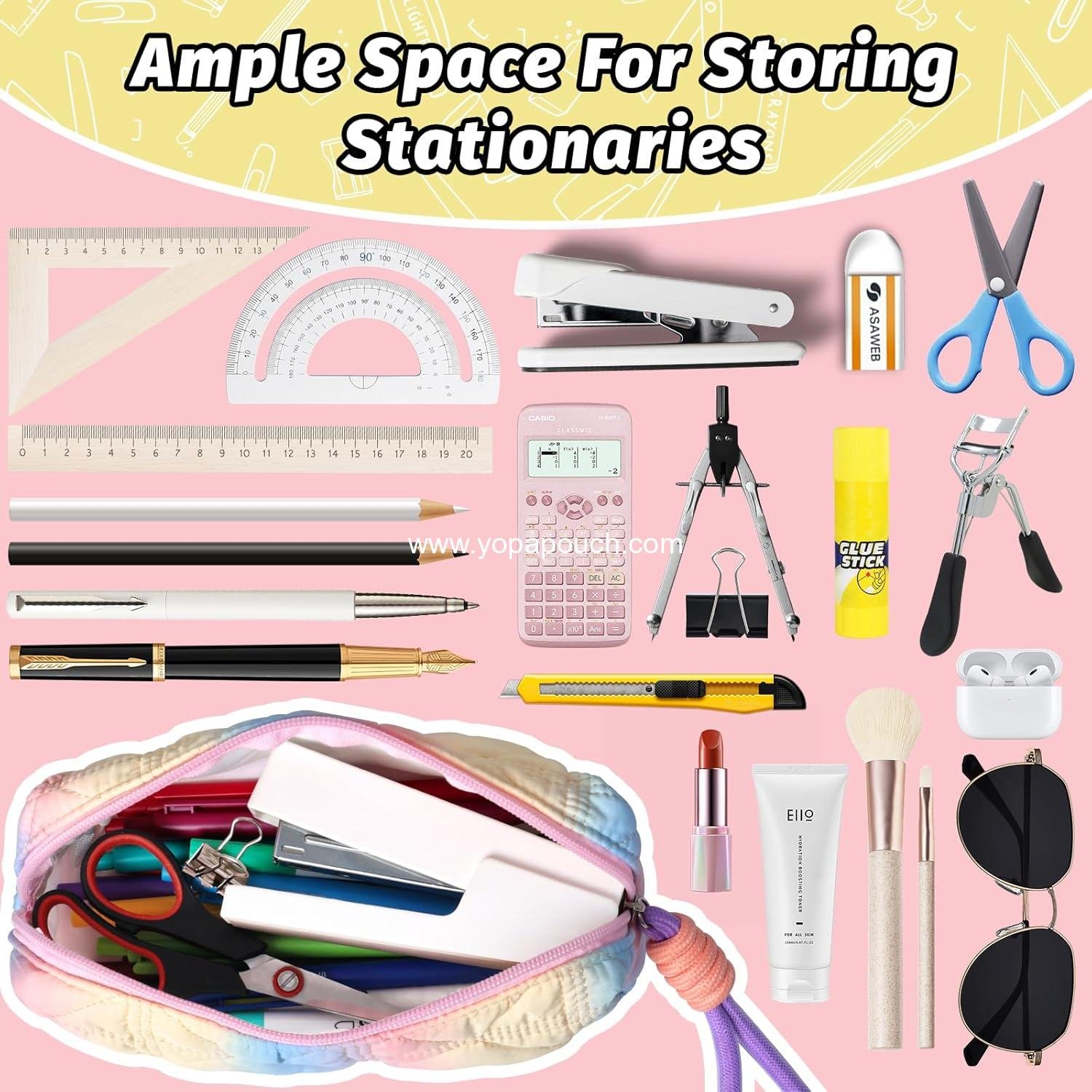 OEM Aesthetic Gradient Color Pencil Pouch, Lightweight Organizer Case with Zipper and Easy Loop for Girls and Adults, Large Capacity Makeup Bag, Supplier