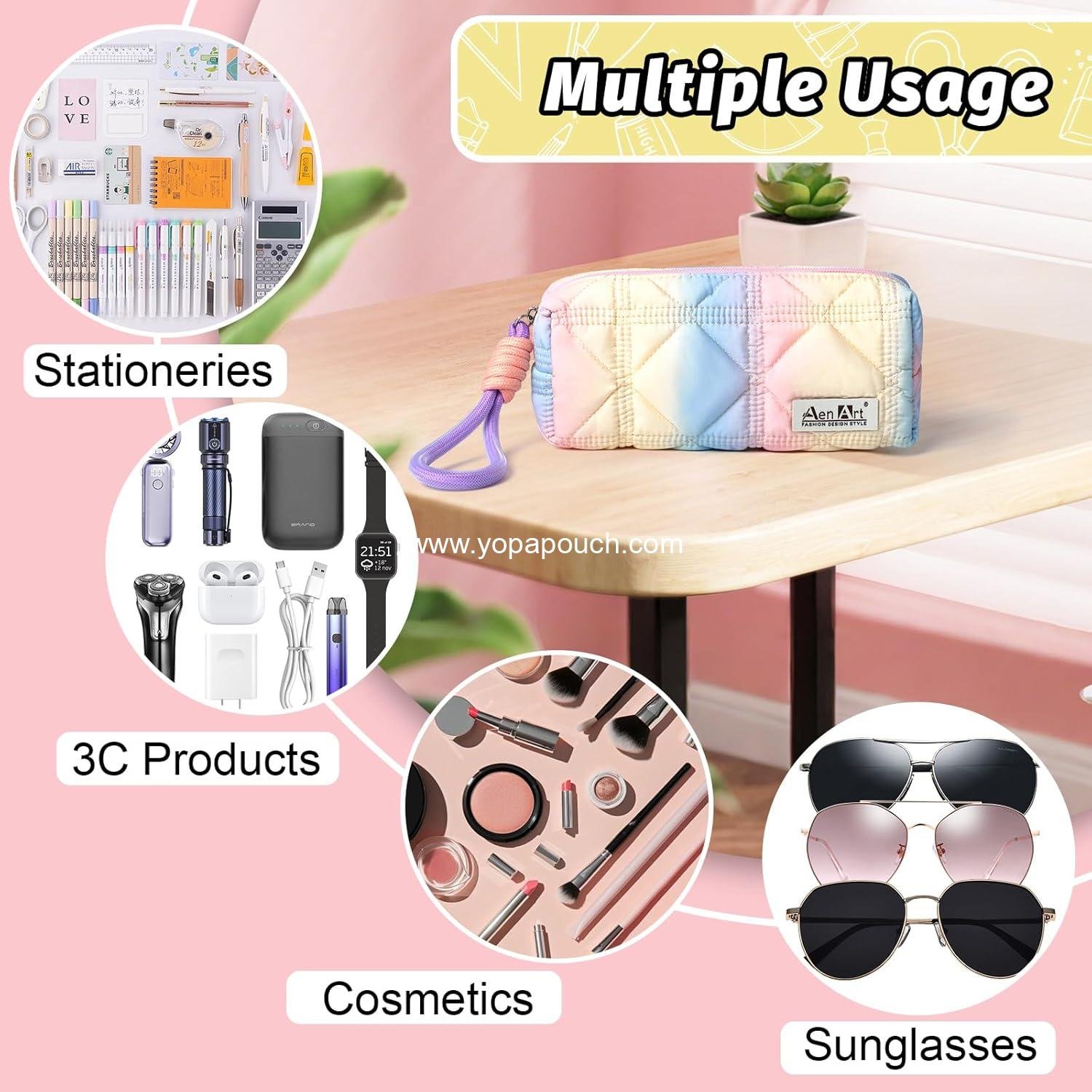 OEM Aesthetic Gradient Color Pencil Pouch, Lightweight Organizer Case with Zipper and Easy Loop for Girls and Adults, Large Capacity Makeup Bag, Supplier