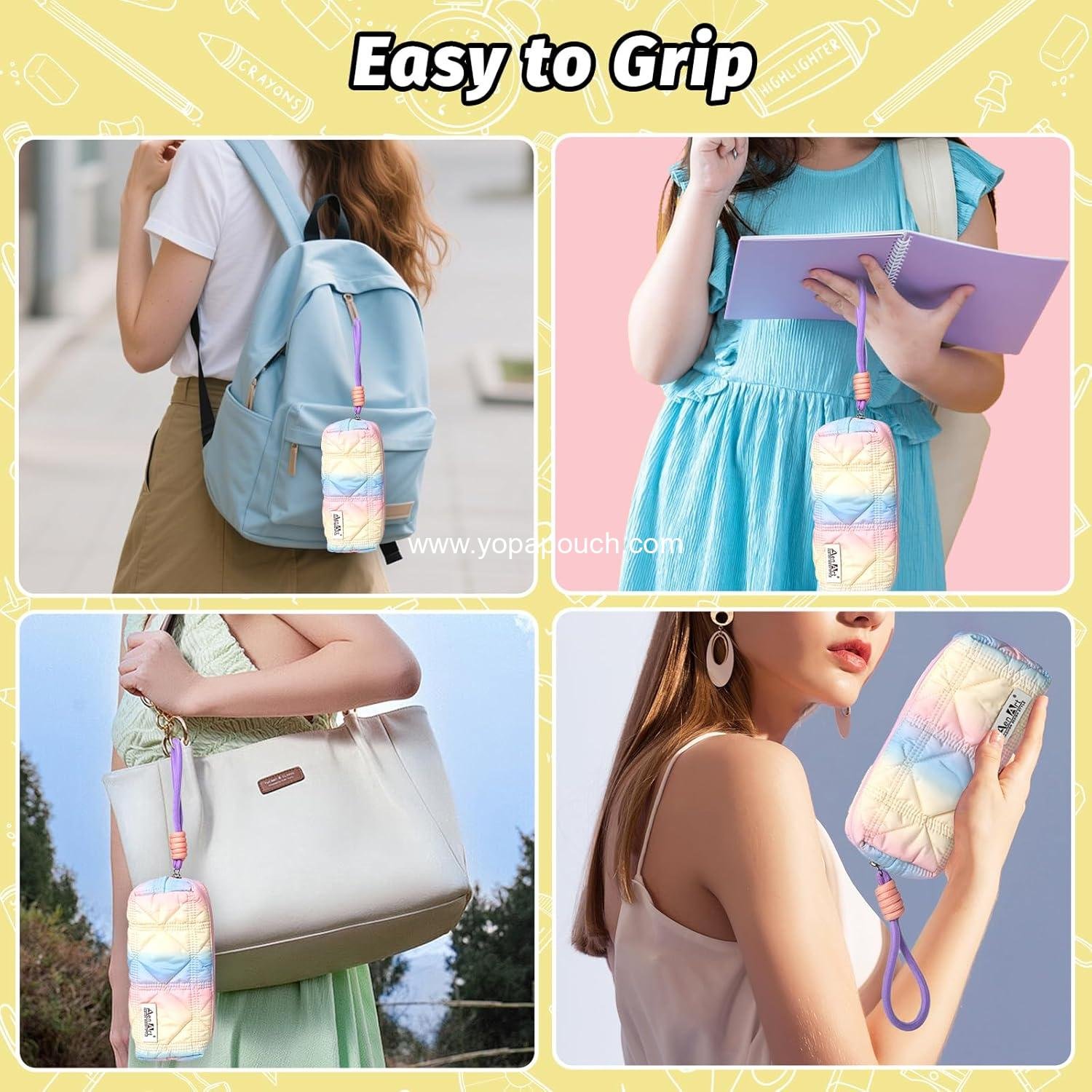 OEM Aesthetic Gradient Color Pencil Pouch, Lightweight Organizer Case with Zipper and Easy Loop for Girls and Adults, Large Capacity Makeup Bag, Supplier