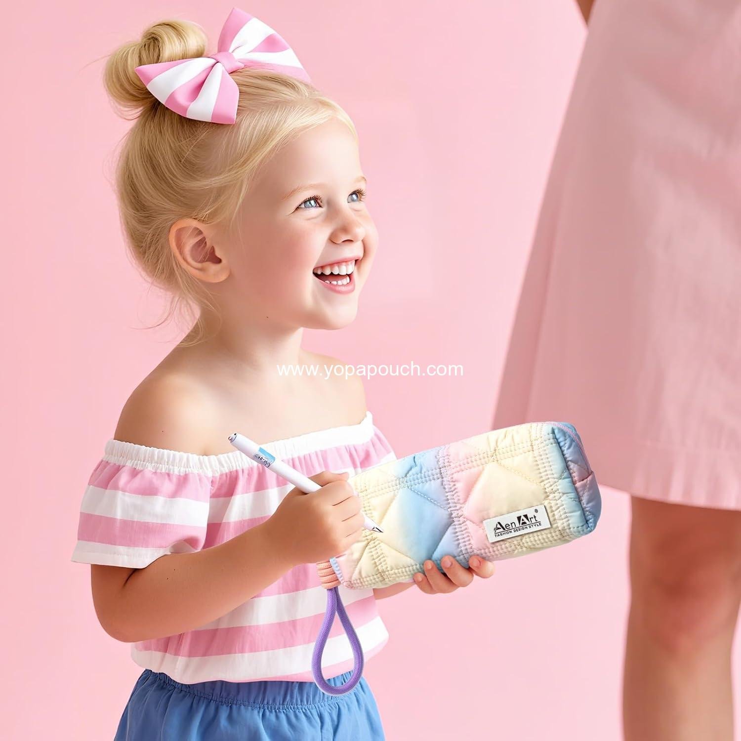 OEM Aesthetic Gradient Color Pencil Pouch, Lightweight Organizer Case with Zipper and Easy Loop for Girls and Adults, Large Capacity Makeup Bag, Supplier