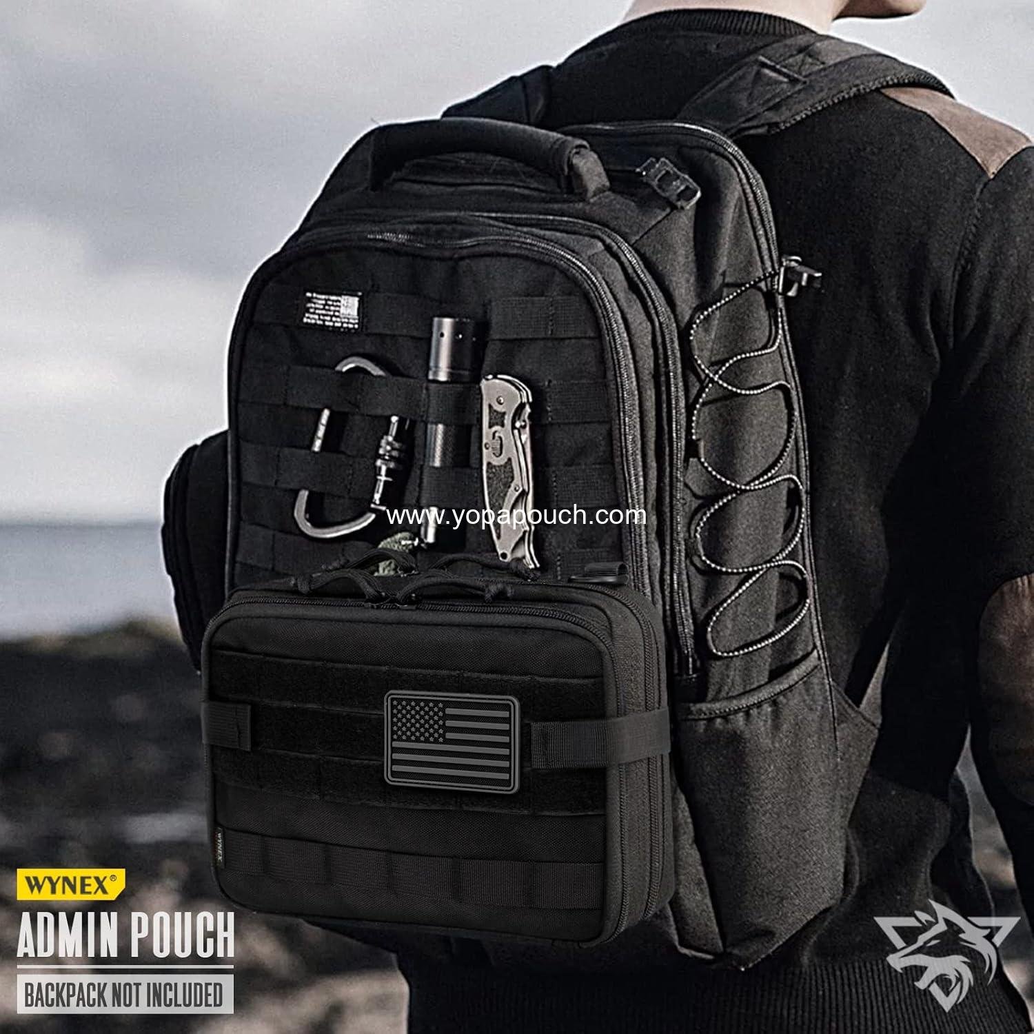 Wholesale Modular Large Admin Pouch - Double Layer Molle EDC EMT Utility Pouch with Map Sleeve and Large Capacity, Flag Patch Included, Supplier