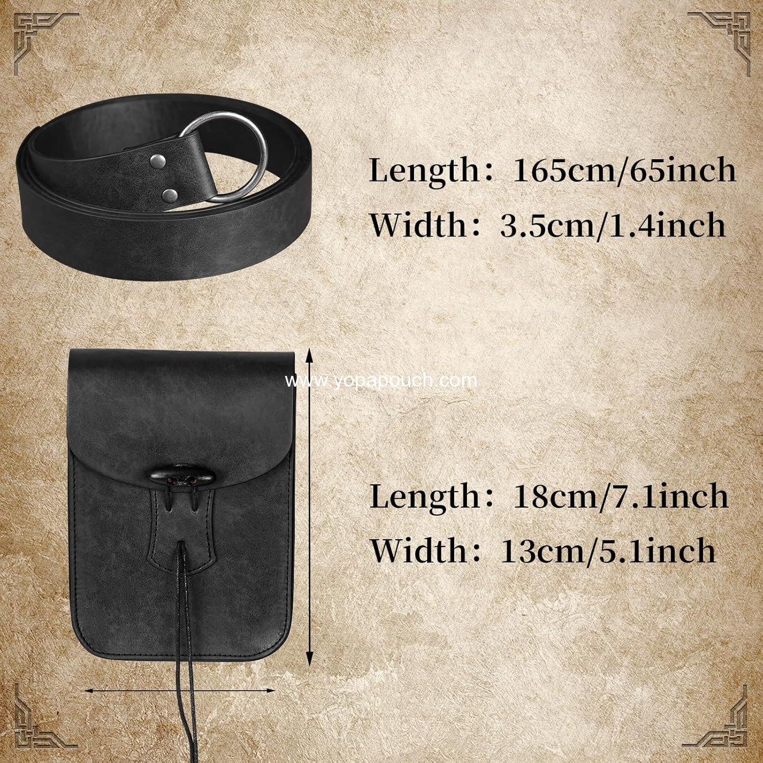 Wholesale Medieval Pirate Leather Belt Pouch for LARP Cosplay Vintage Waist Bag (Black) - Supplier