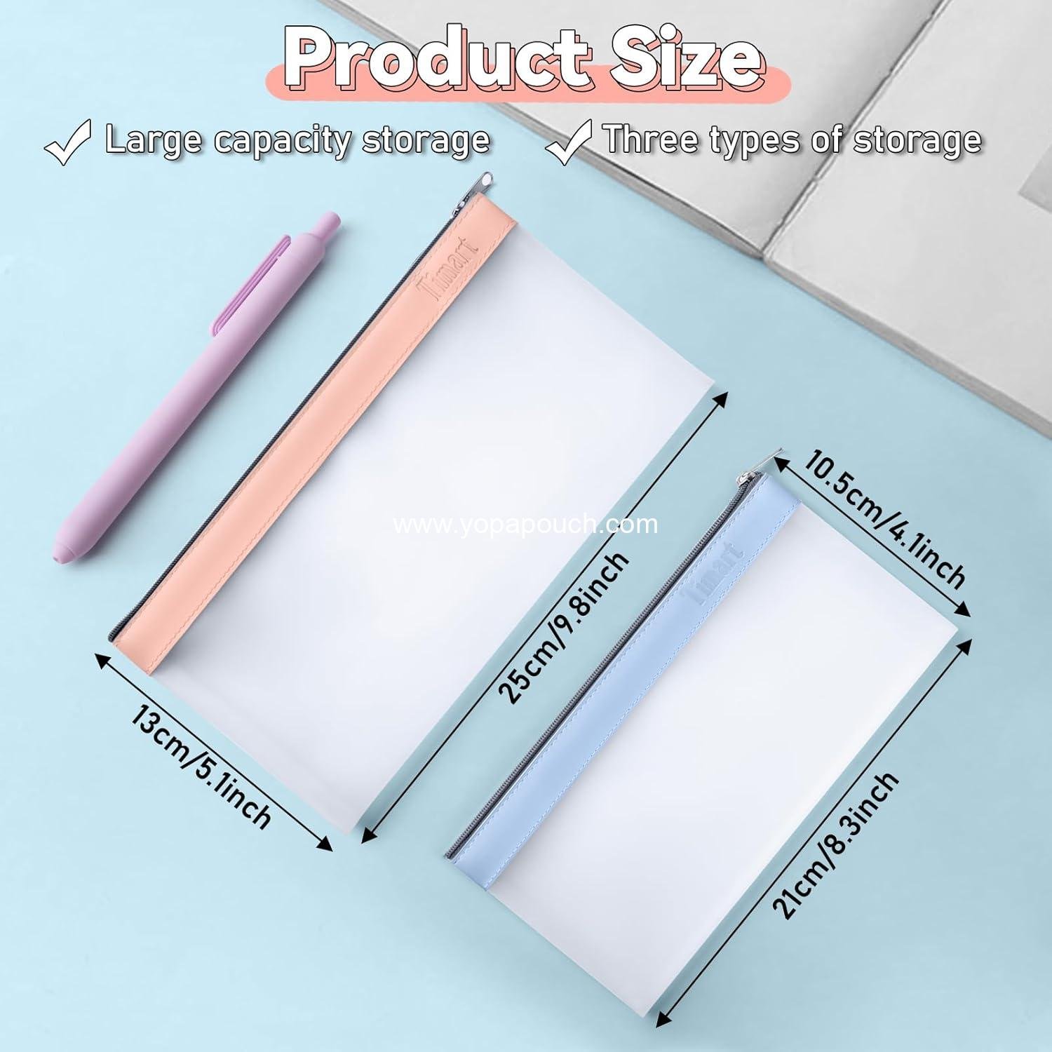 Wholesale Clear Pencil Pouch Set – 3 Pack (2 Large, 1 Small) – Zippered Pencil Case and Makeup Pouch for Kids and Office Supplies – Travel Accessories Supplier