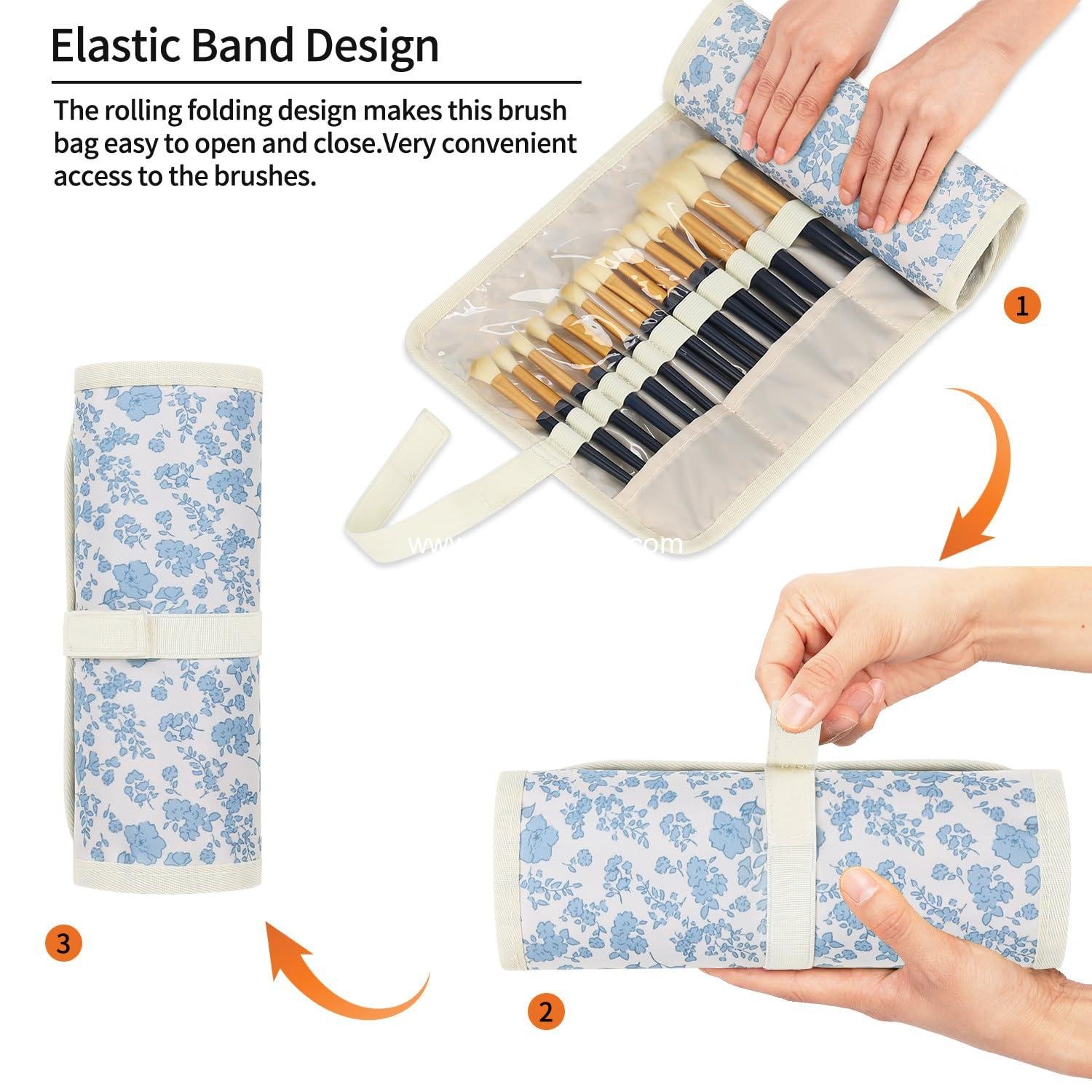 Wholesale Makeup Brush Holder, Organizer and Travel Pouch for Women - Cosmetic Brush Bag for Makeup Artists - Floral Design Supplier