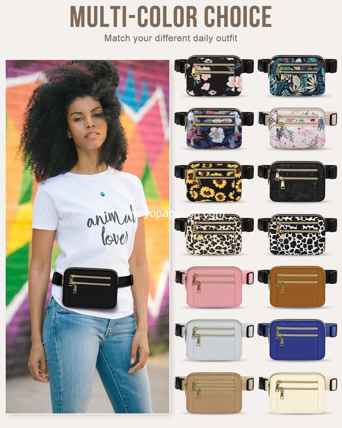 Wholesale Waterproof Fanny Packs for Women with Adjustable Strap and 4 Zipper Pockets, Versatile Crossbody Belt Bag for Workout, Running, and Traveling (Black) - Manufacturer