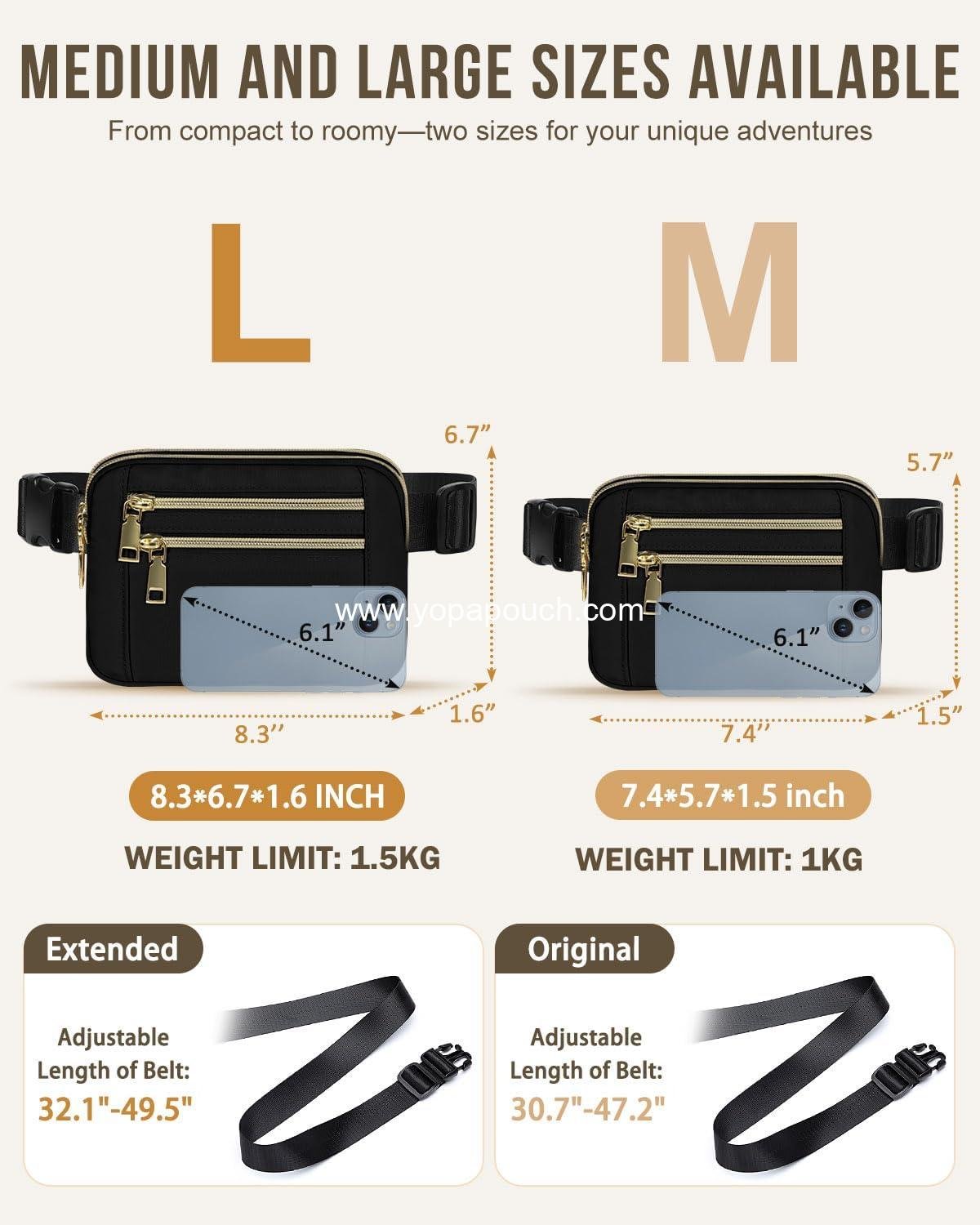 Wholesale Waterproof Fanny Packs for Women with Adjustable Strap and 4 Zipper Pockets, Versatile Crossbody Belt Bag for Workout, Running, and Traveling (Black) - Manufacturer