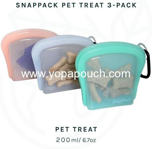 Wholesale Reusable Silicone Dog Treat Bag 3-Pack, Leakproof Pouches for Dogs and Cats, Dishwasher & Microwave Safe, BPA-Free, Plastic-Free, Multi-Color Supplier