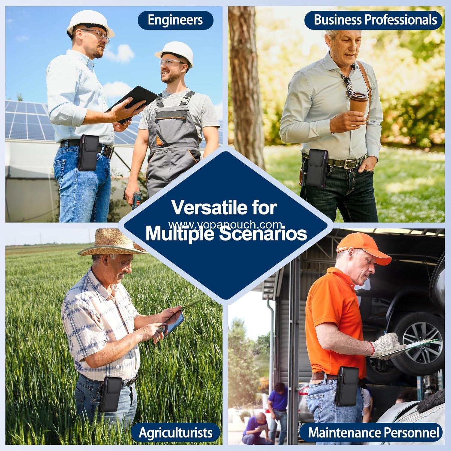 Wholesale Leather Cell Phone Holster with Belt Clip and Strong Magnetic Closure for iPhone 16/15/14/13/12/16e, Samsung Galaxy S25/S24/S23/S22/S21 - Black, Factory