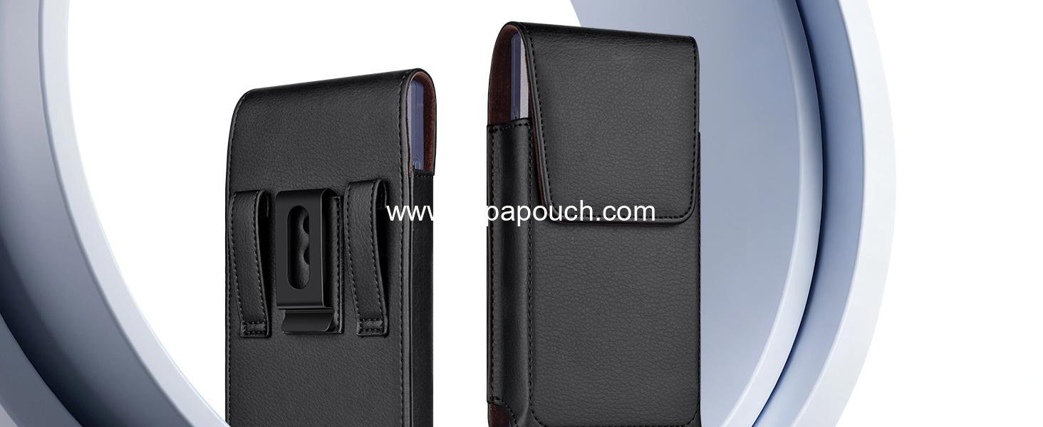 Wholesale Leather Cell Phone Holster with Belt Clip and Strong Magnetic Closure for iPhone 16/15/14/13/12/16e, Samsung Galaxy S25/S24/S23/S22/S21 - Black, Factory