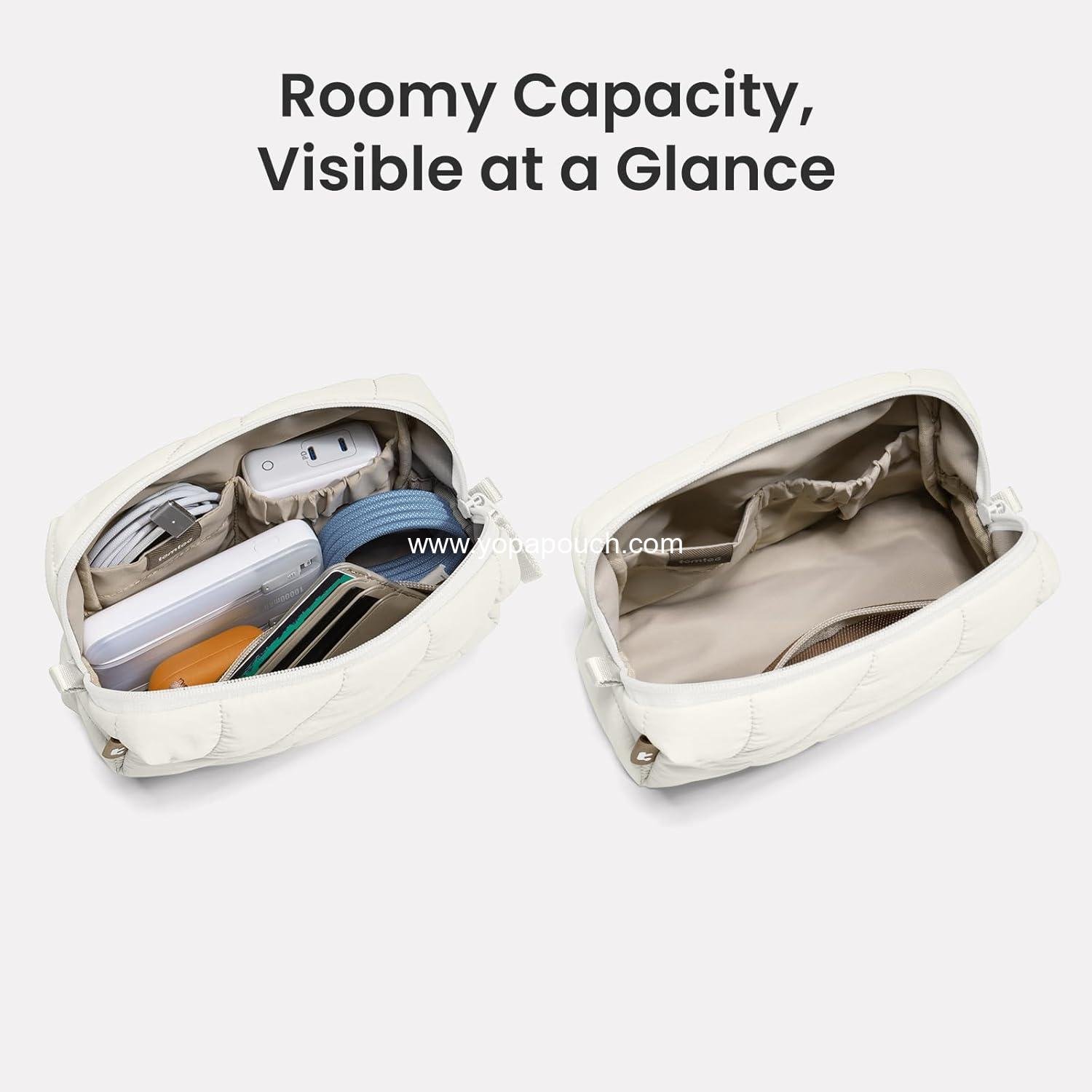 Wholesale Soft Puffy Electronics Organizer Travel Case, Portable Tech Pouch Storage for Chargers, Cords, and Cables - Ideal Birthday or Christmas Gift for Women and Girls, Factory