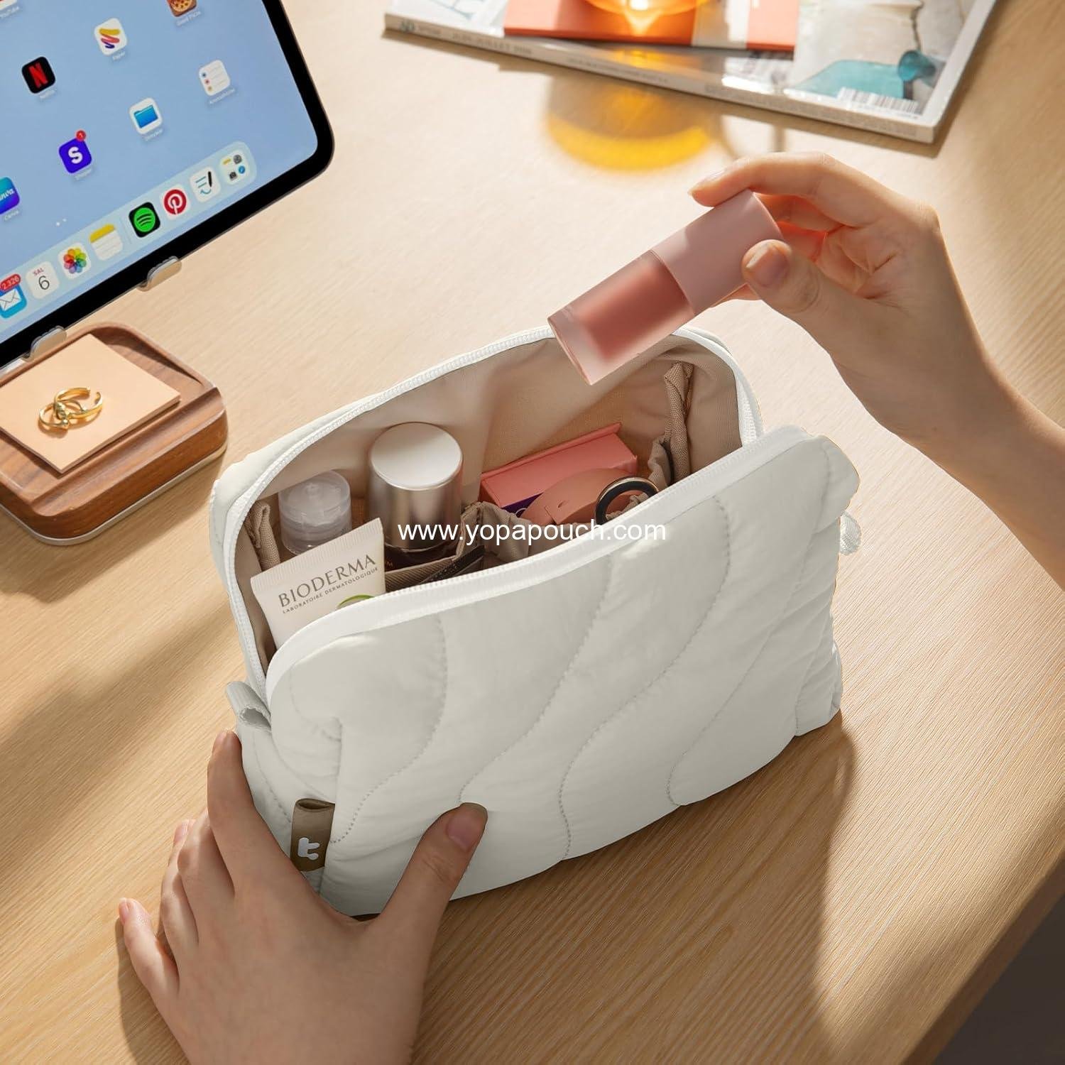 Wholesale Soft Puffy Electronics Organizer Travel Case, Portable Tech Pouch Storage for Chargers, Cords, and Cables - Ideal Birthday or Christmas Gift for Women and Girls, Factory