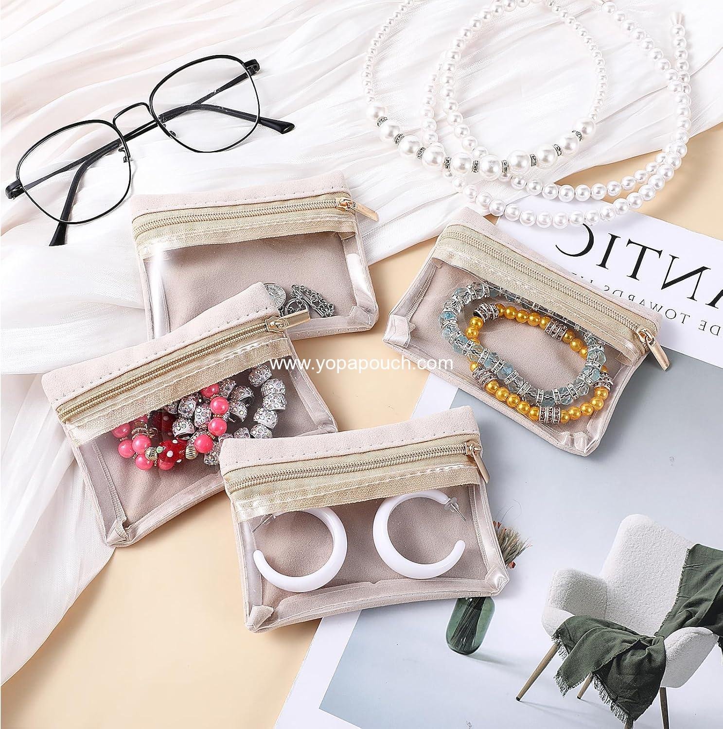 Wholesale 4 Pcs Travel Jewelry Organizer, Translucent Pouch with Zipper Pocket for Business Trips, Perfect Jewelry Bag for Girls, Mother's Day Gifts for Mom, Supplier