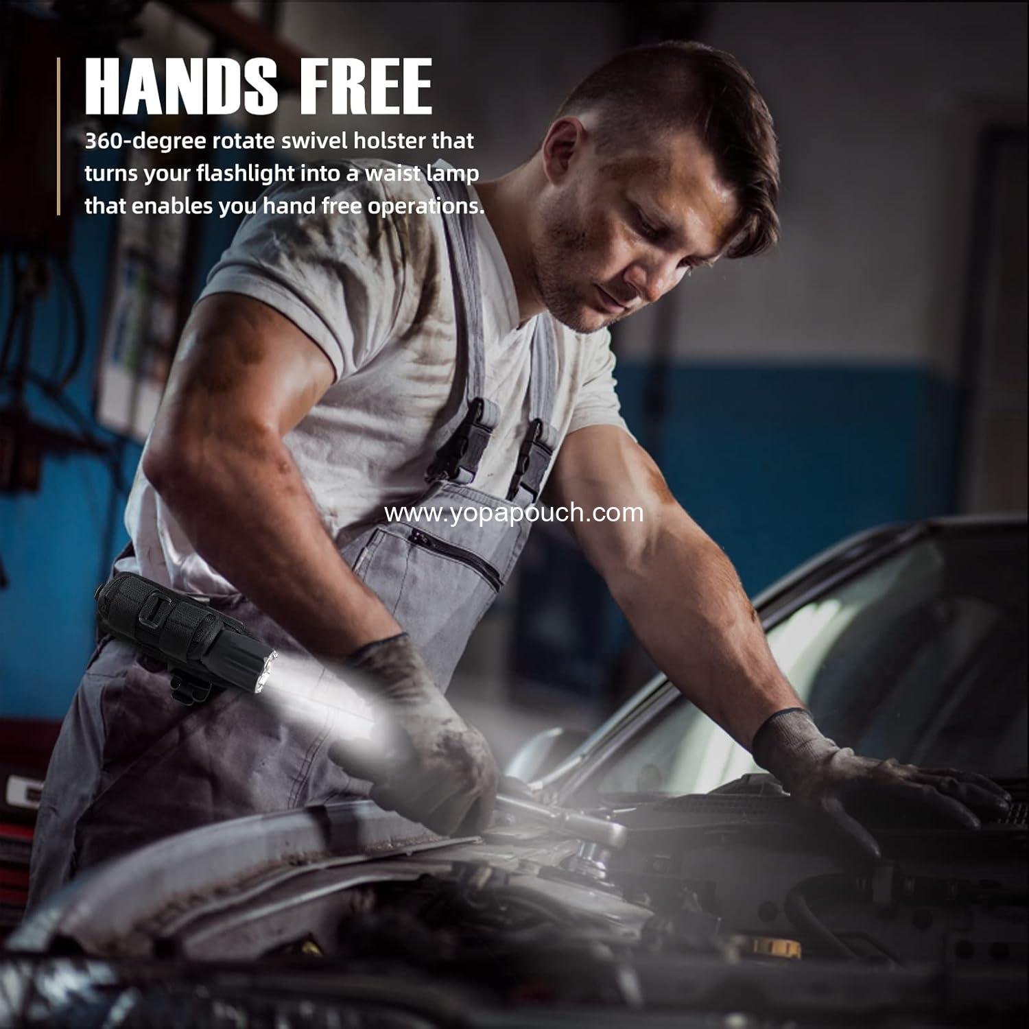 Wholesale Tactical Flashlight Pouch Holster, Rotatable Holder with 360 Degree Carabiner Clip for Tactical Torch Carry Case - Supplier