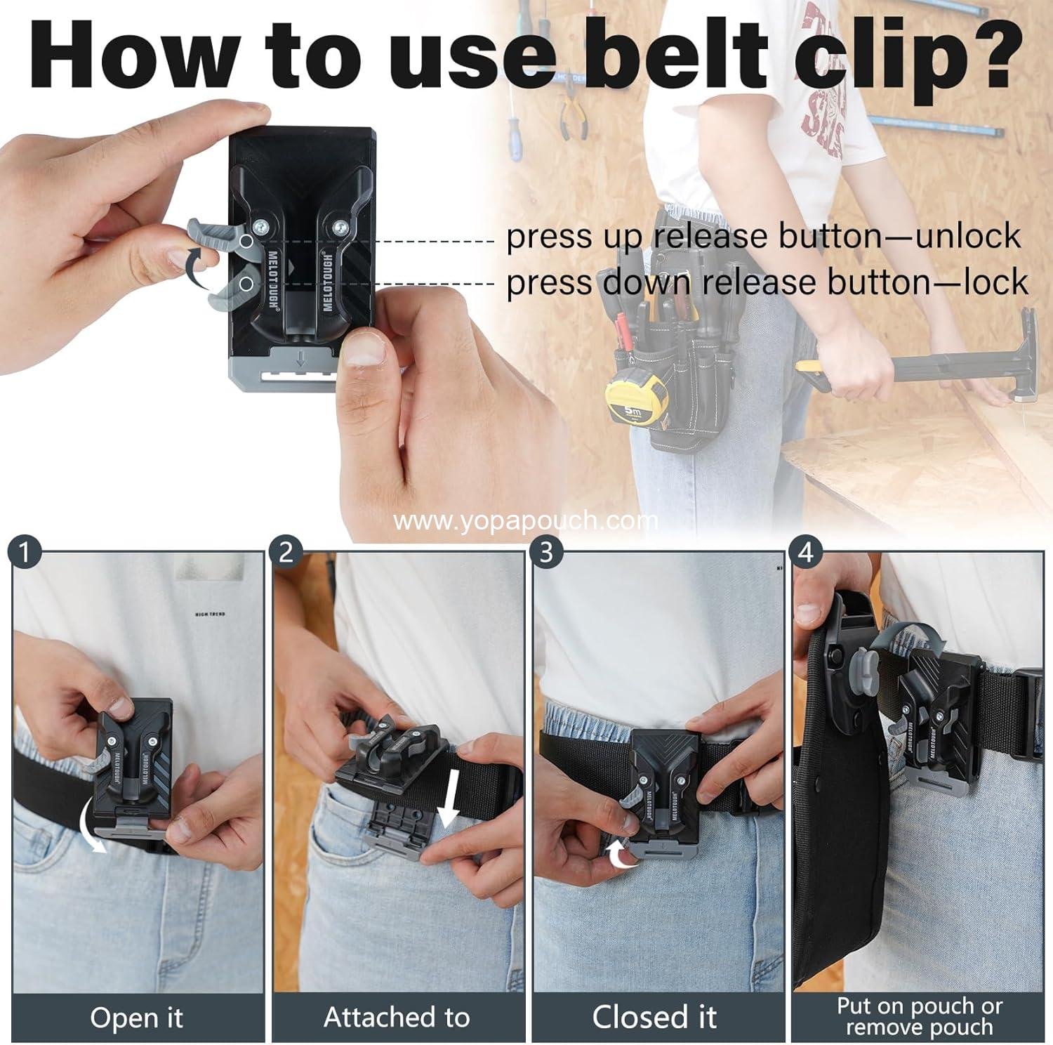 Wholesale Small Tool Pouch with Quick Release Belt Clip, Clip-On Tool Holder Accessory for Larger Pockets & Loop - OEM Supplier