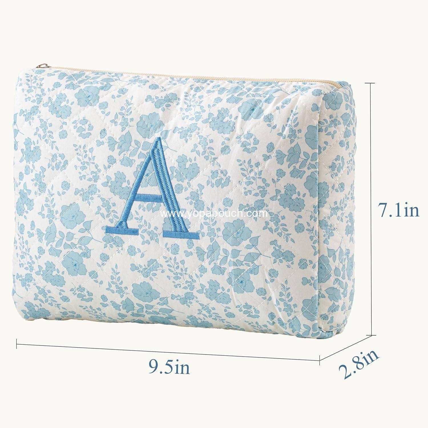 OEM Cute Floral Quilted Makeup Bag, Large Cotton Travel Cosmetic Toiletry Bag for Women and Girls - Supplier