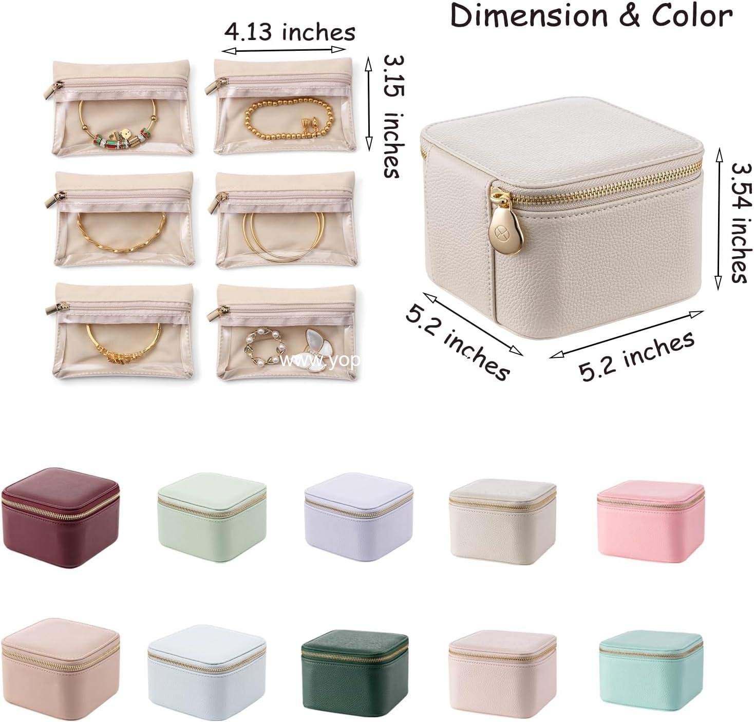 Wholesale Travel Jewelry Organizer - 6 Velvet Zipped Pouches for Necklaces, Rings, Earrings, and Storage, Rosy Mauve Supplier