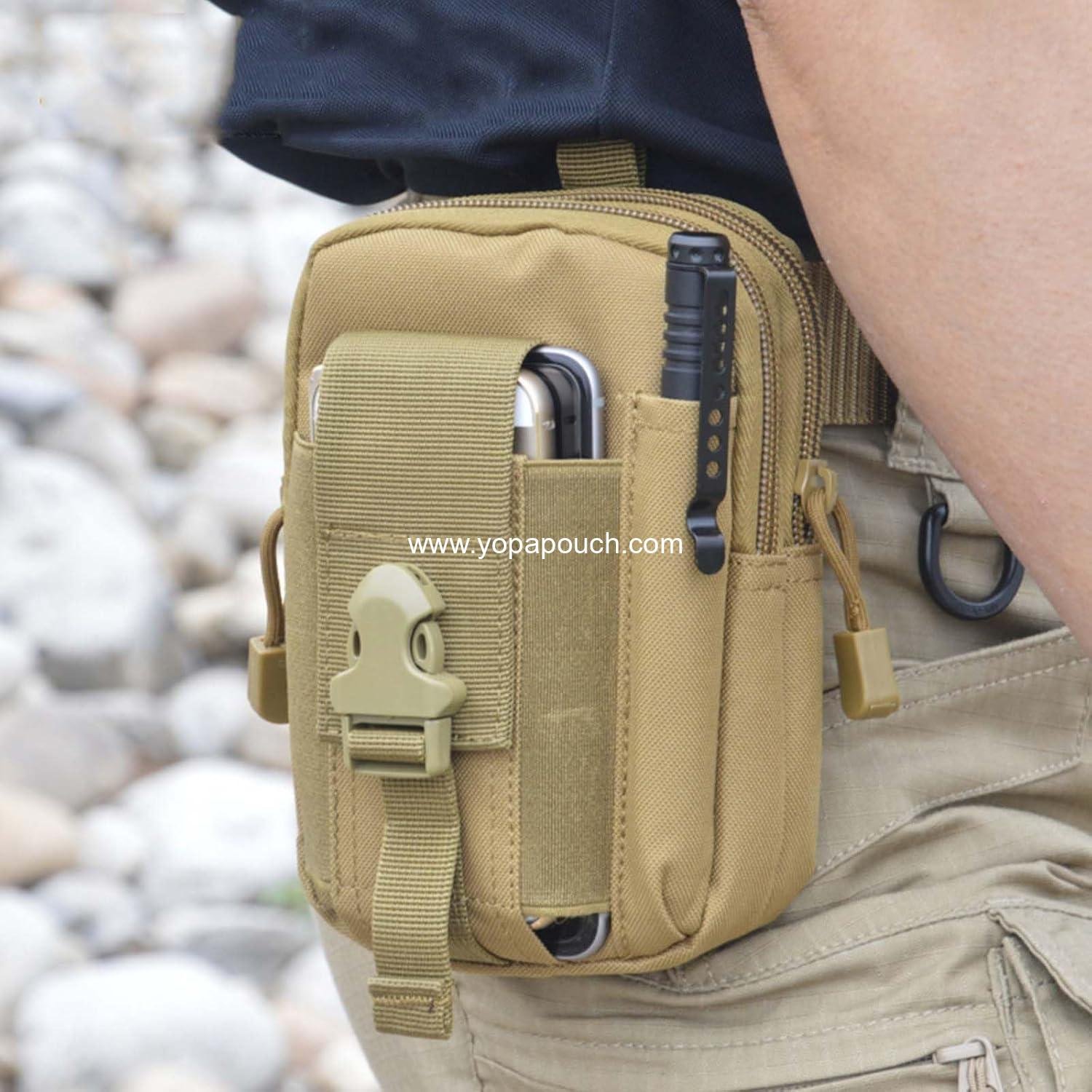 Wholesale Tactical Molle Pouch Universal EDC Waist Bag Outdoor Belt Gear Tool Gadget Pocket with Cell Phone Holster (Orange) - Supplier