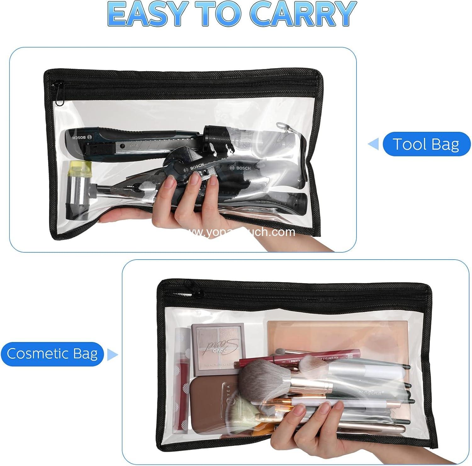Wholesale 8 Pcs Clear Zipper Pouches - PVC Makeup and Pencil Pouch Envelopes for Document Organization - Multi-Purpose Storage Bags (11.5 x 7 Inches, Black Edging) Supplier