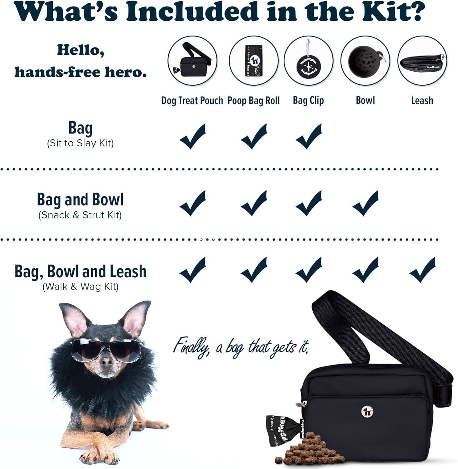 Wholesale 3-in-1 Crossbody Dog Walking Bag & Treat Pouch with Matching Planet Safe Poop Bags & Built-In Dispenser - Ideal Gift for Dog Moms & Puppy Training with Zippered Pockets (Onyx Black) Supplier
