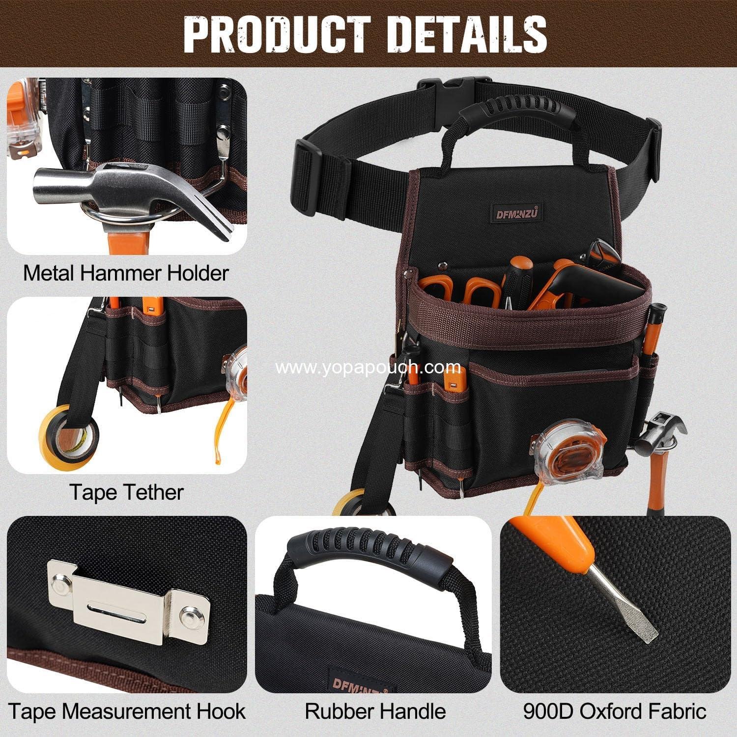 Wholesale Adjustable Tool Pouch with 10 Pockets and Hammer Holder for Electricians, Carpenters, Plumbers, and HVAC Technicians - OEM Supplier Wholesale Adjustable Tool Pouch with 10 Pockets and Hammer Holder for Electricians, Carpenters, Plumbers, and HVAC Technicians - OEM Supplier