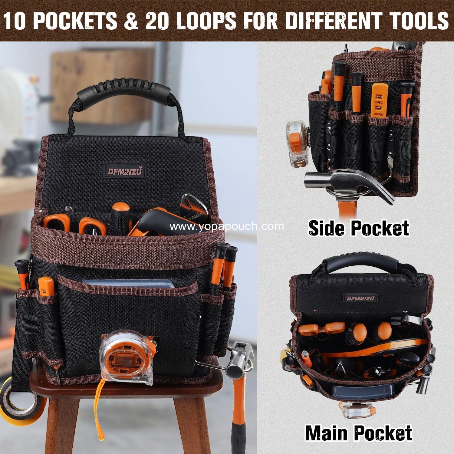 Wholesale Adjustable Tool Pouch with 10 Pockets and Hammer Holder for Electricians, Carpenters, Plumbers, and HVAC Technicians - OEM Supplier Wholesale Adjustable Tool Pouch with 10 Pockets and Hammer Holder for Electricians, Carpenters, Plumbers, and HVAC Technicians - OEM Supplier