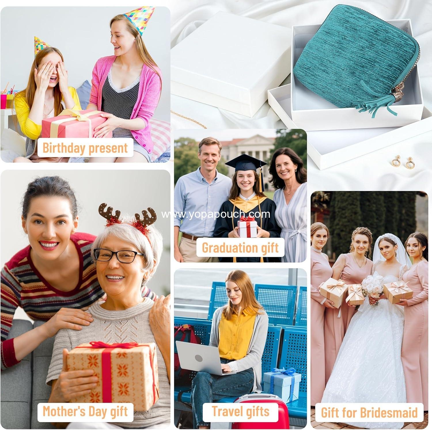 Wholesale 5-Layer Jewelry Organizer Case for Travel - Velvet Zipper Pouch Bag for Bangles and Bracelets Storage, Protects from Tangles and Scratches (Peacock Blue) - Supplier