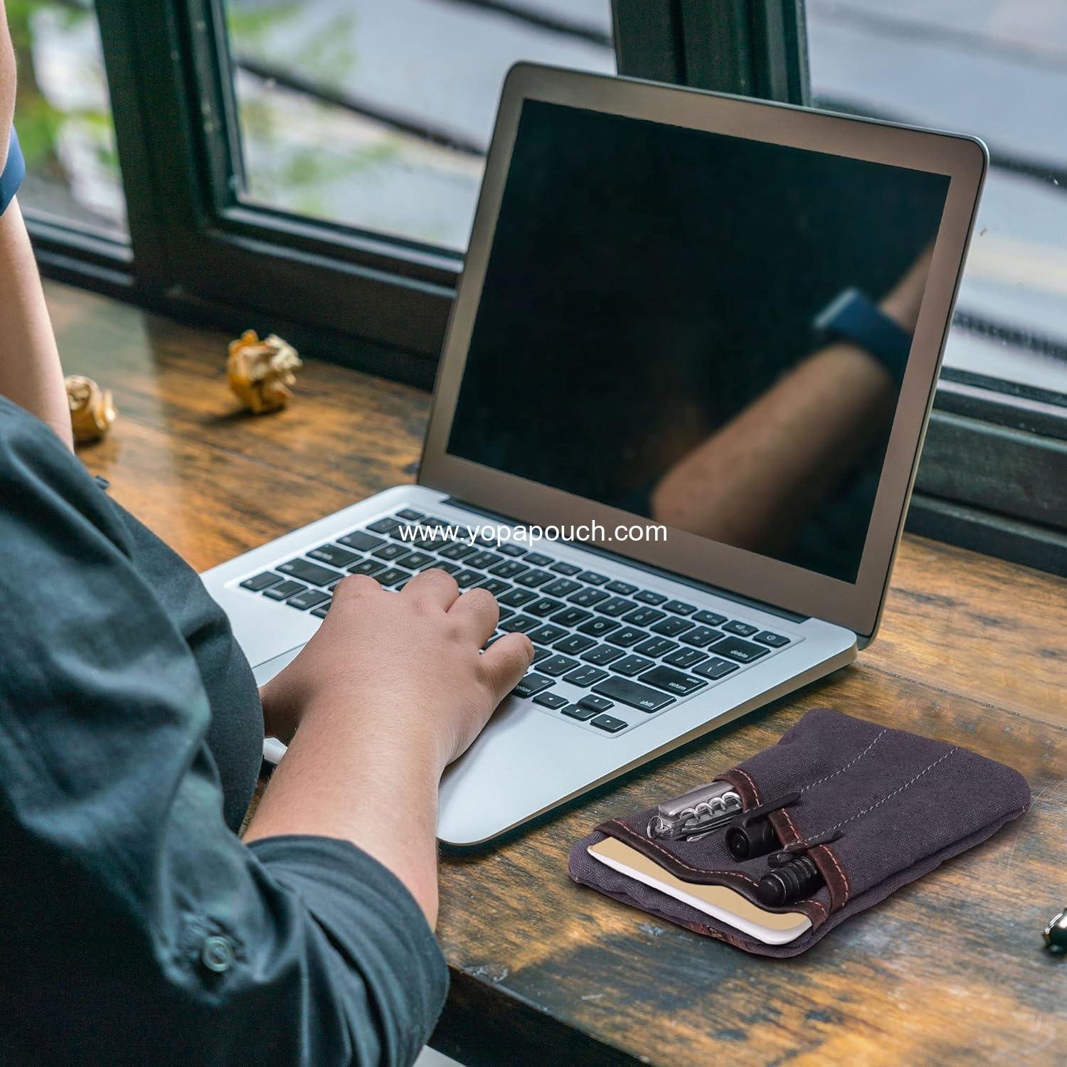Wholesale Waxed Canvas EDC Pocket Organizer - Multi-Tool Back Pocket Pouch for Phone, Notebook, Pen & EDC Gear - Water-Repellent Leather Tool Pouch, Sizes: 6” x 4” & 7” x 5”, Supplier