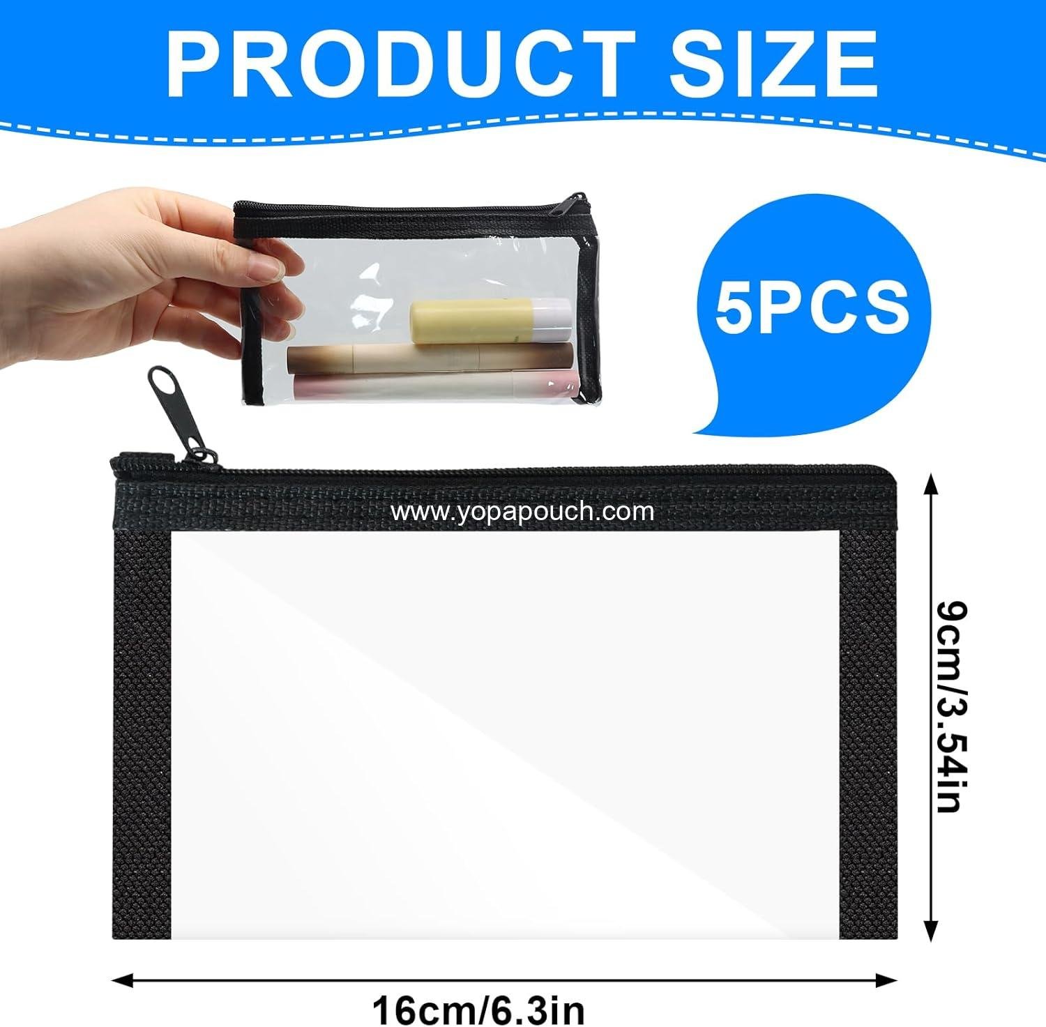 Wholesale Small Clear Makeup Pouches - 5 Pcs Mini Waterproof Cosmetic Bag with Zipper for Daily Use or Travel to Organize Small Items - Supplier