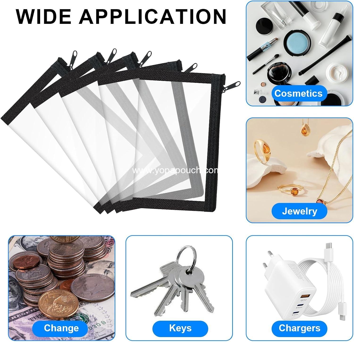 Wholesale Small Clear Makeup Pouches - 5 Pcs Mini Waterproof Cosmetic Bag with Zipper for Daily Use or Travel to Organize Small Items - Supplier